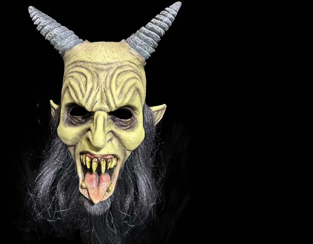 Oktober Studios - Krampus Standard Latex Halloween Mask - Halloween Latex Mask - Lord Grimley's Manor