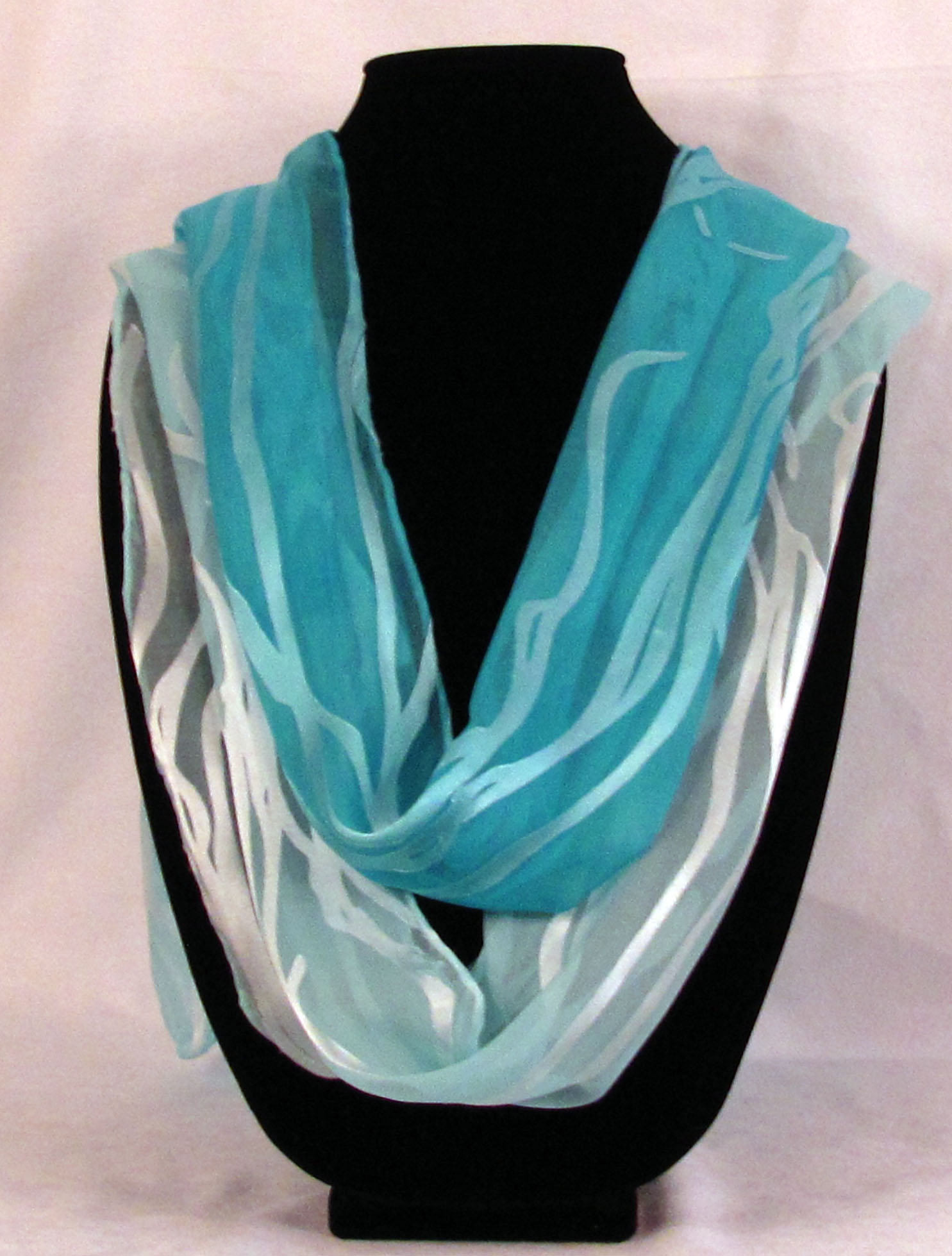 Hand Dyed Gem Scarves in Turquoise and Blue Topaz (the lighter blue)