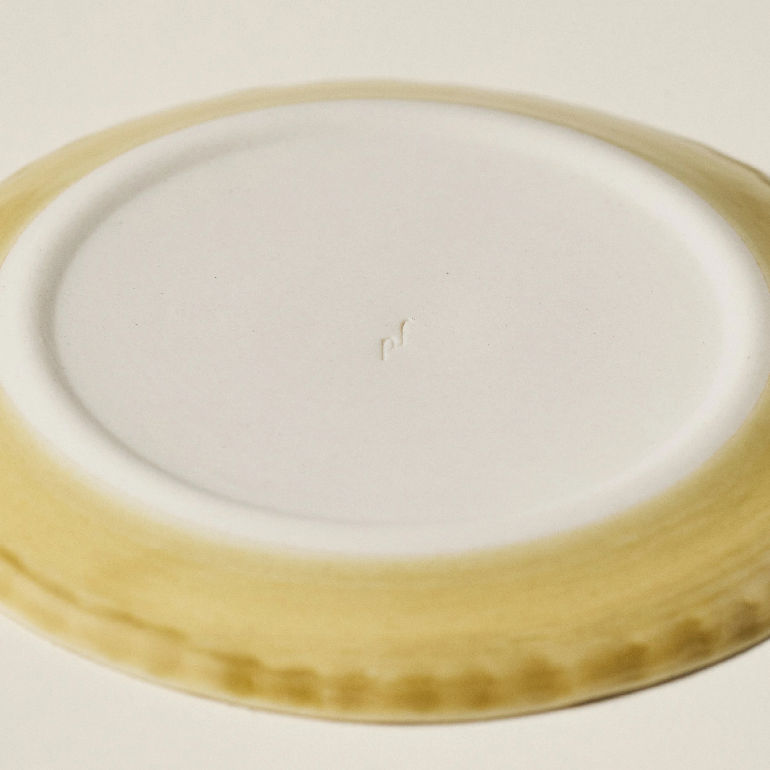 PetitFelts Fennel small ceramic plate, hand-glazed in golden green