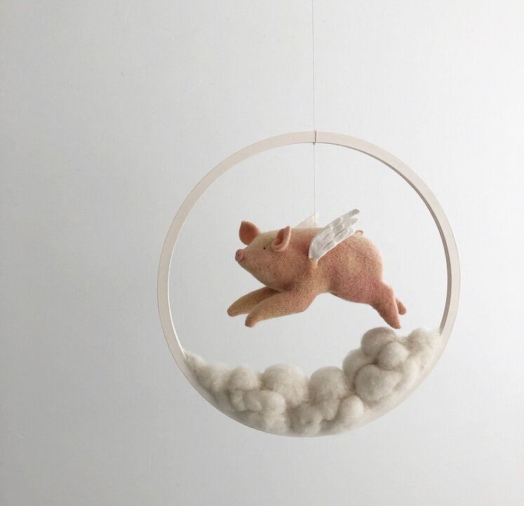 flying pig baby mobile