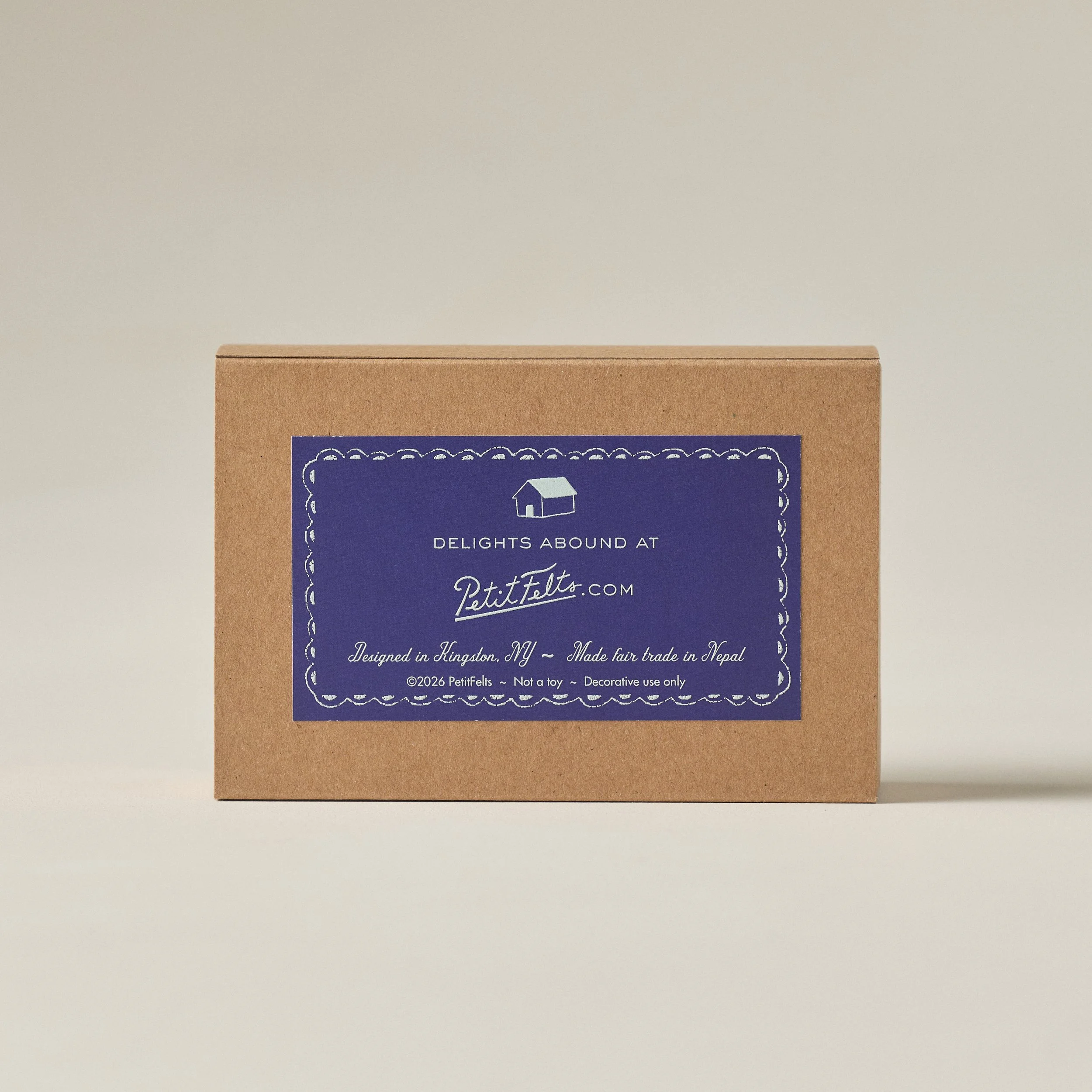 Back label of the PetitFelts Sardines Ornaments Box