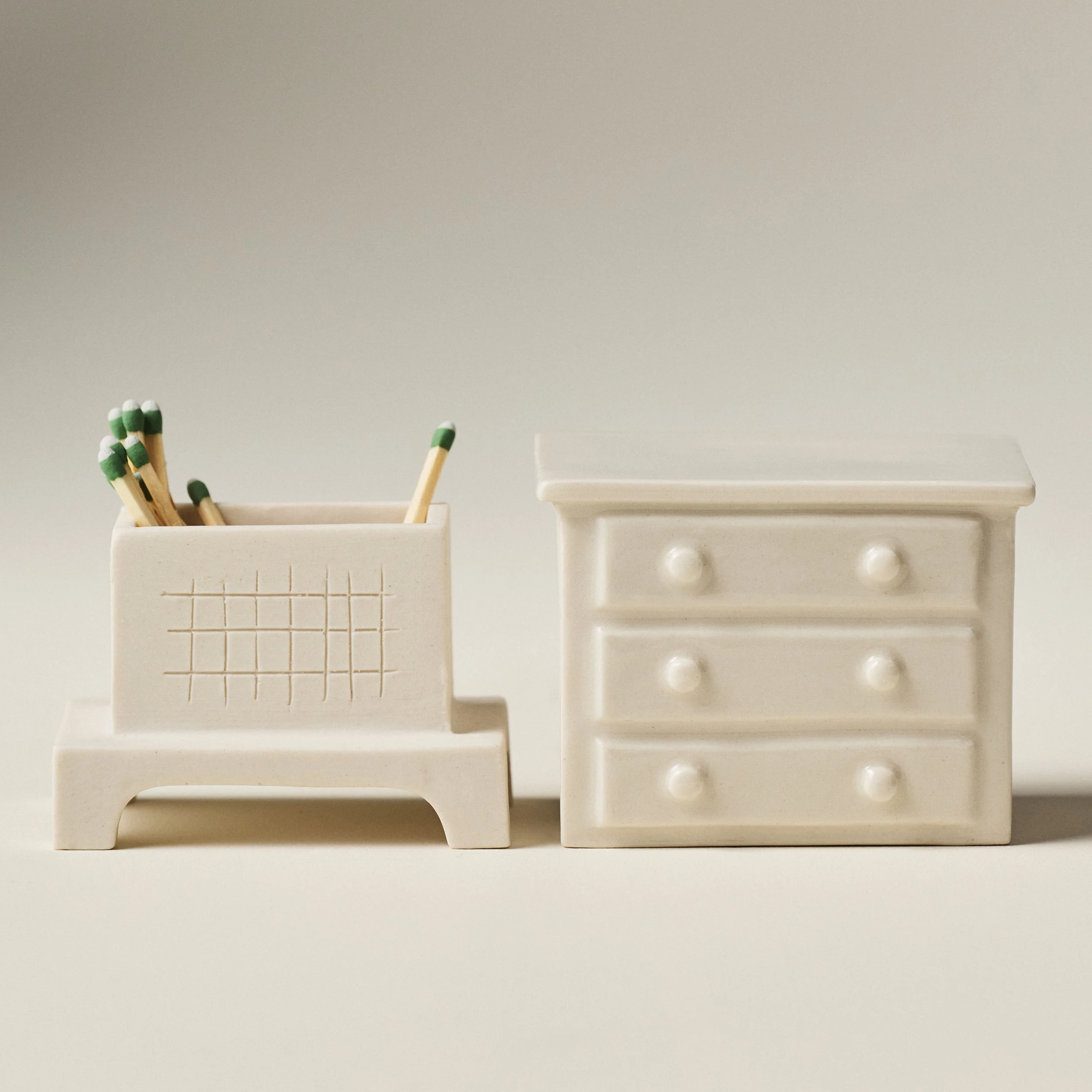 Side-by-side  of top  and bottom dresser match striker pieces