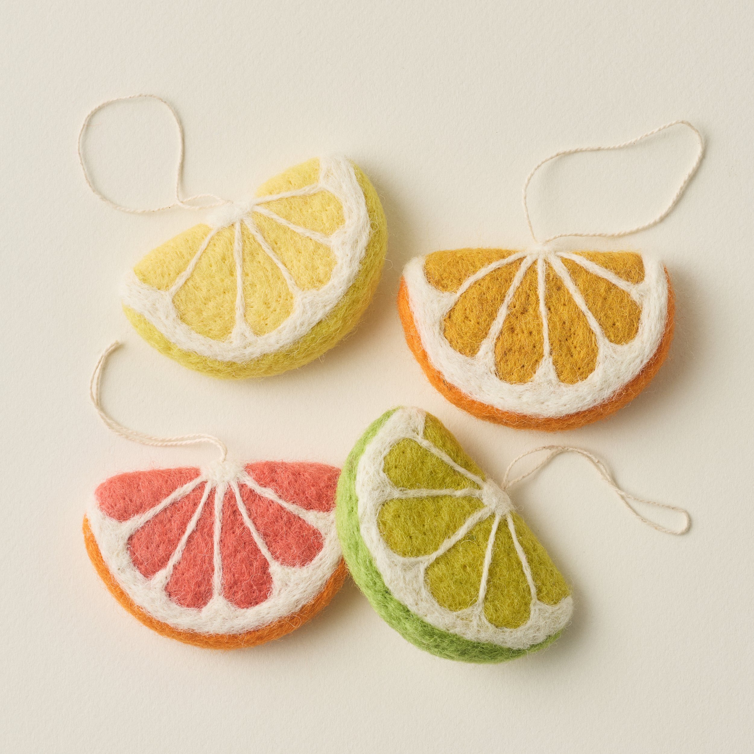 PetitFelts Lemon, Lime, Orange, Grapefruit and Christmas Ornaments