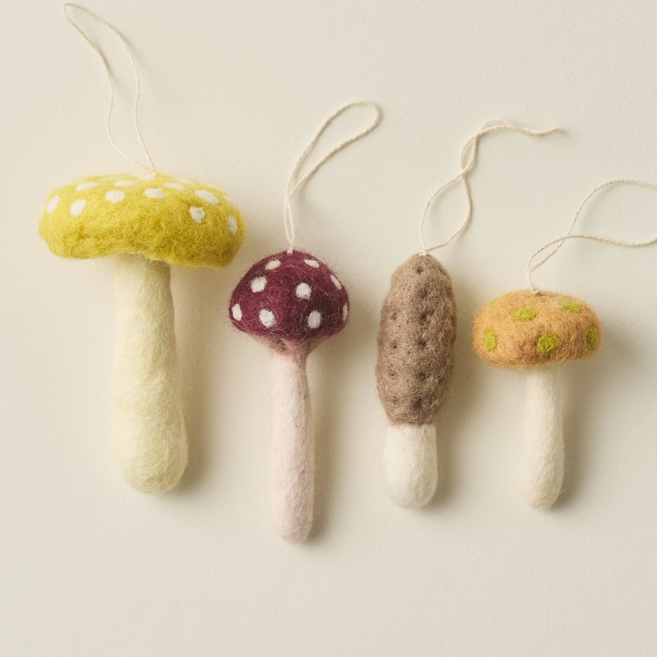 PetitFelts Bolete, Plum, Morel, Cap holiday ornaments