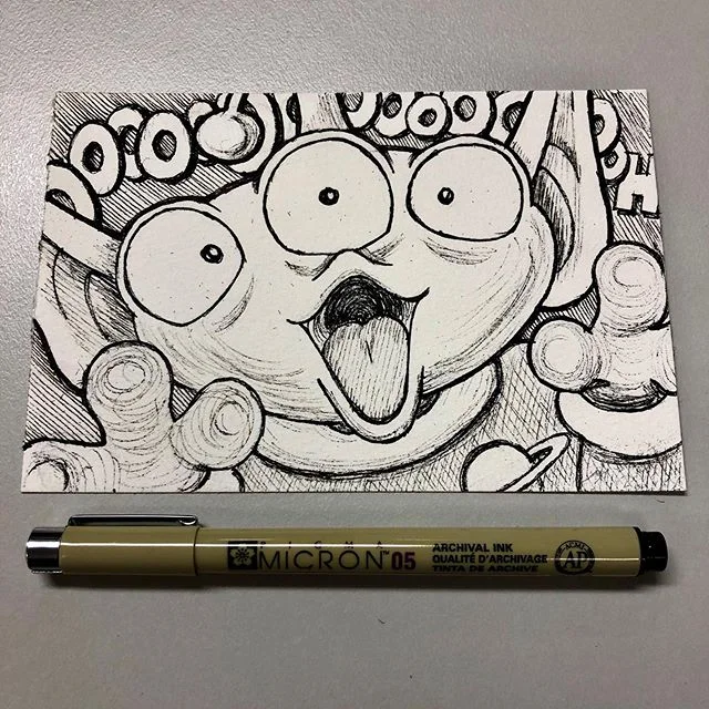 Toddler! From the outside! Ooooooh! 3yo nephew Lachie is suitably impressed with his card this year. #birthday #toystory #alien #illustration