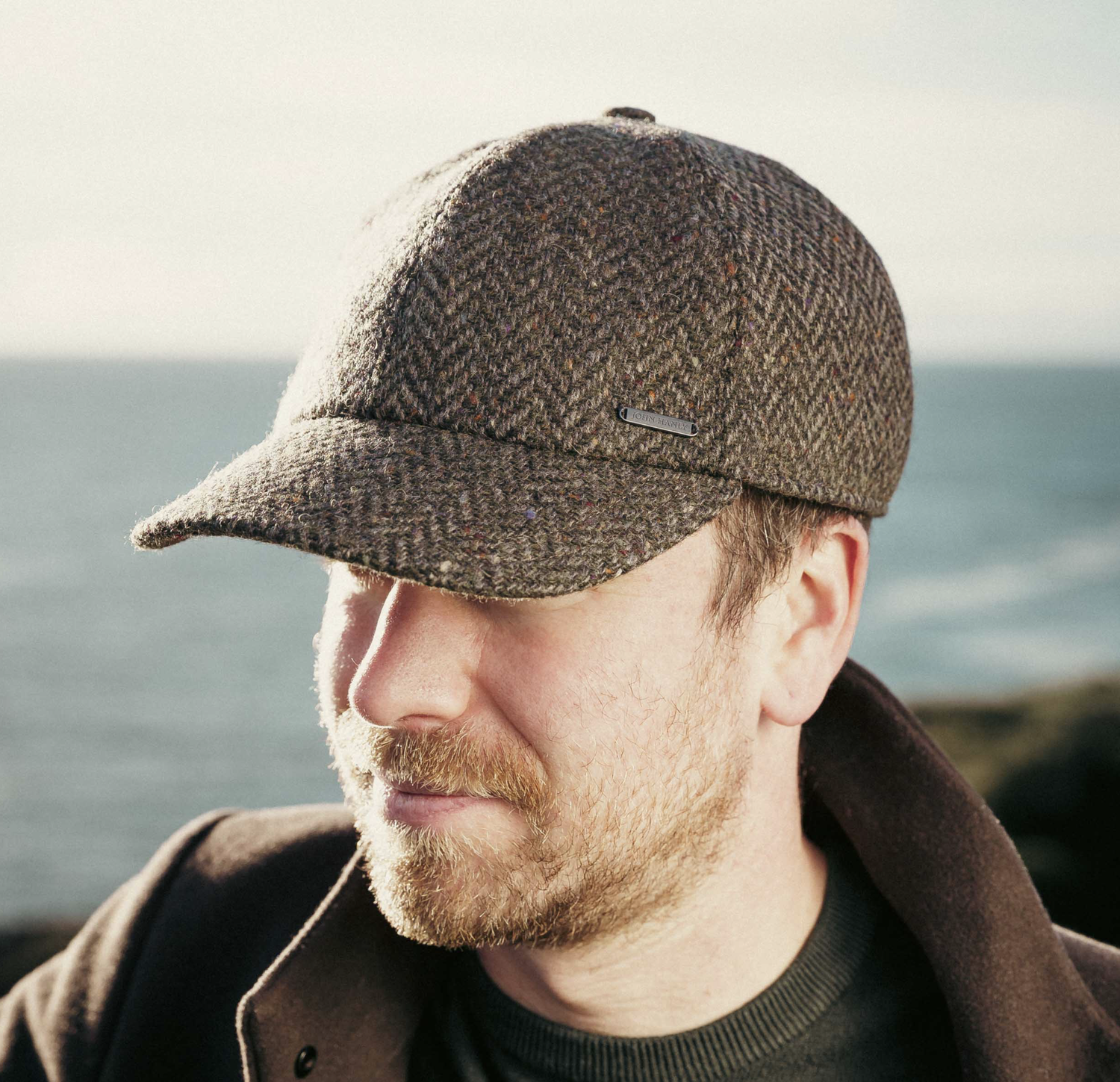 John Hanly and Co Baseball Cap: Brown Green Donegal Herringbone