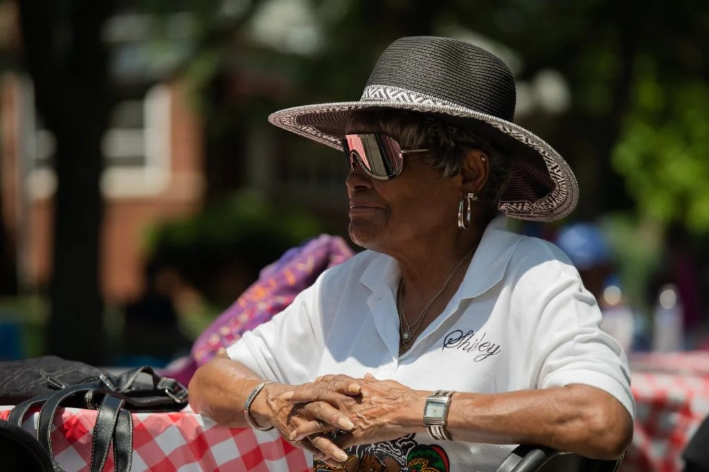 Shirley Crossley listens to music during the Back Alley Jazz Festival in South Shore.