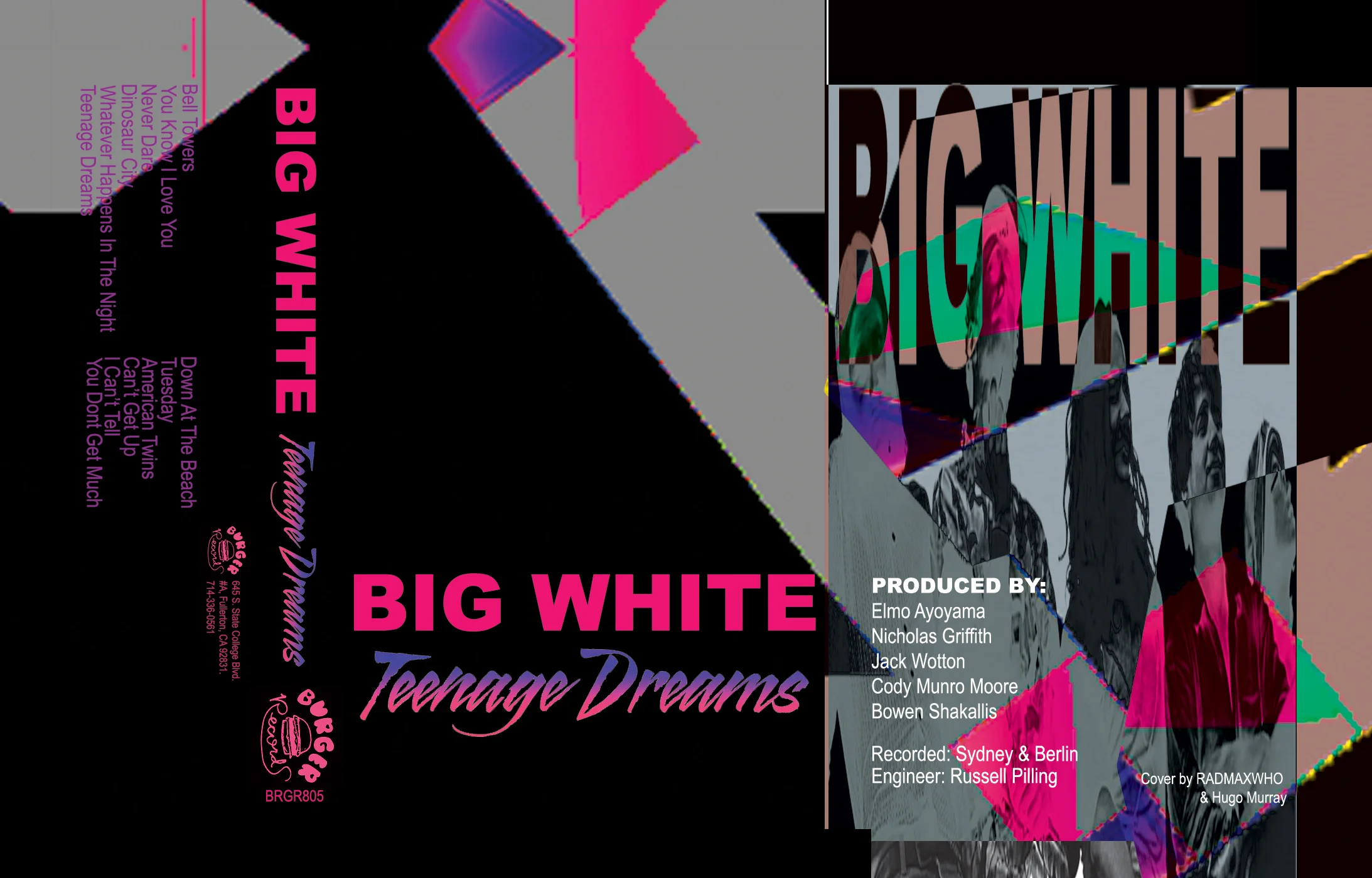 'TEENAGE DREAMS' Album Cassette Cover for big white. This was a collaboration.