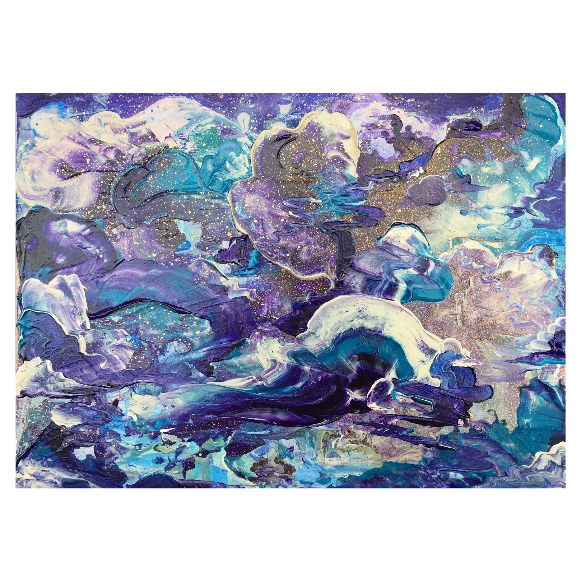 'Aqua clouds' - Acrylic paint and acrylic aerosol on timber panel