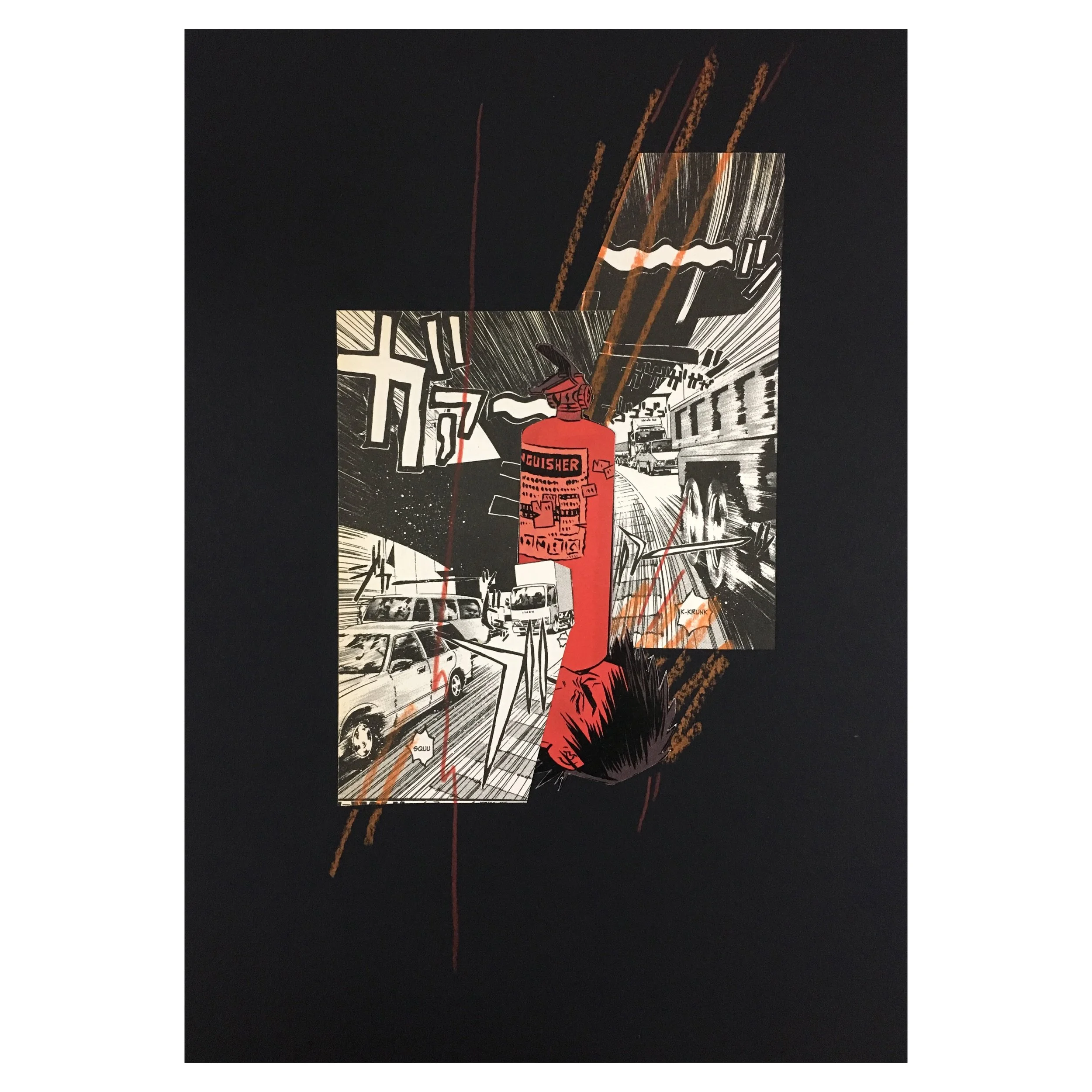 'Hangover' - COLLAGE AND CRAYON On Paper - 21 x 29.7