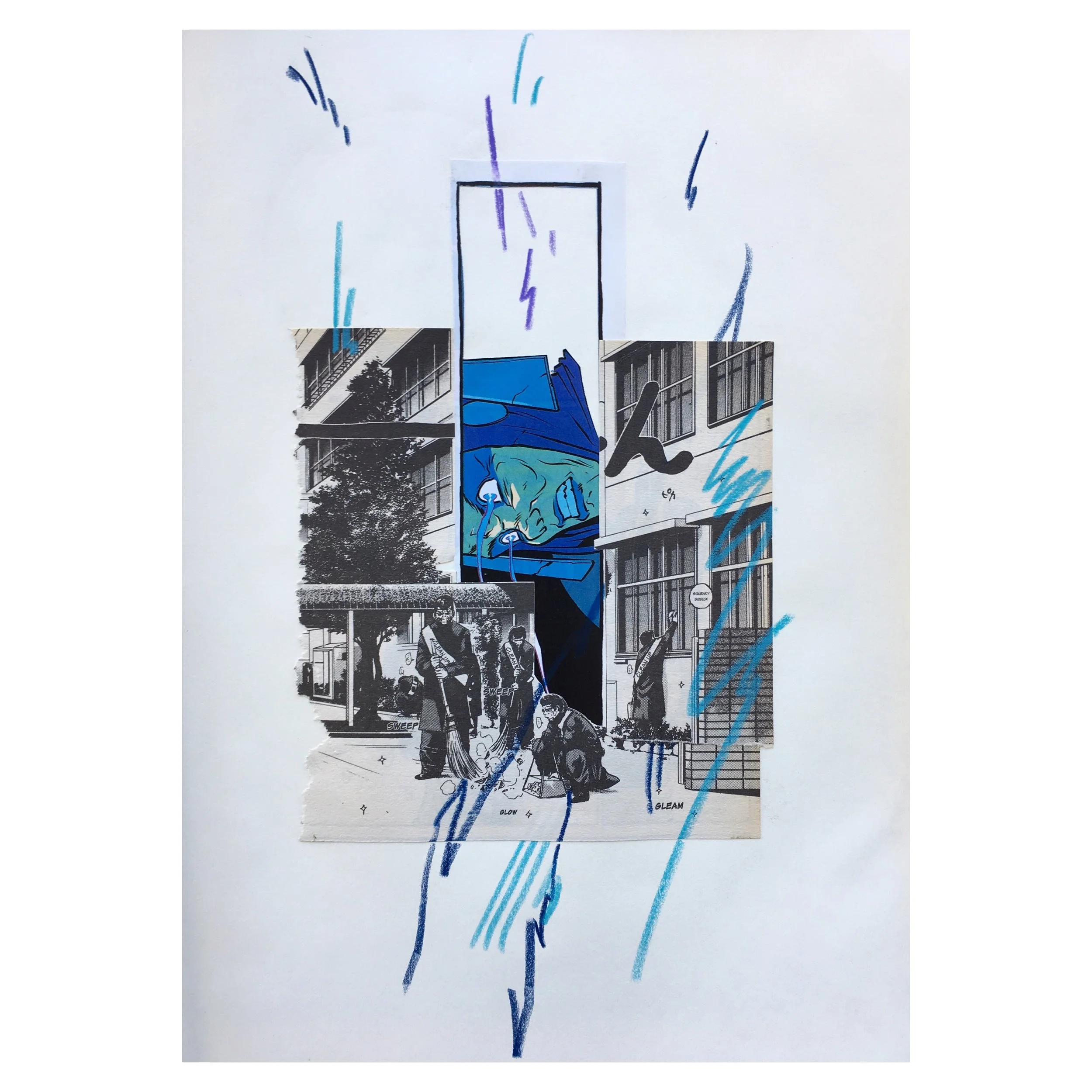 'detention' - COLLAGE AND CRAYON On Paper - 21 x 29.7