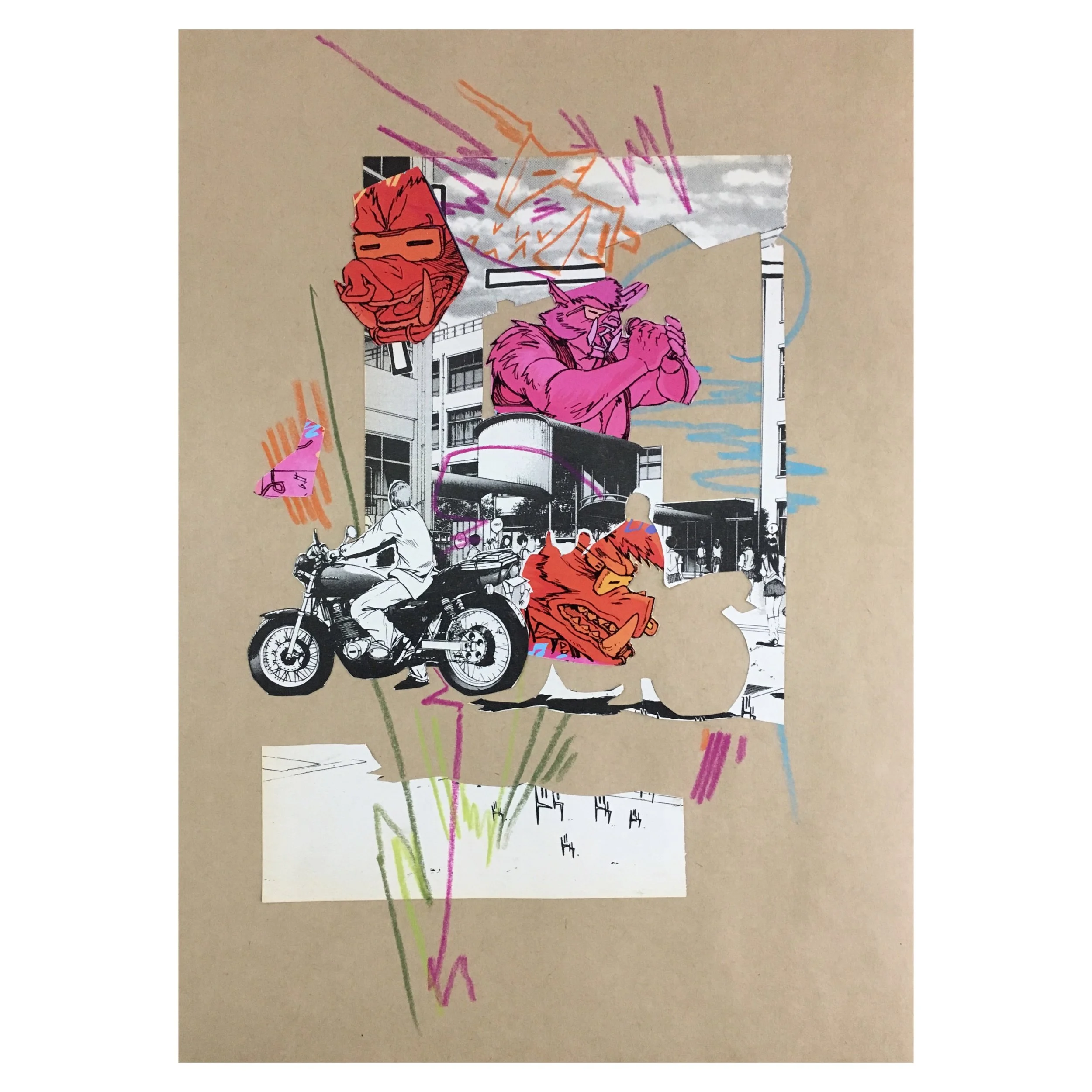 COLLAGE AND CRAYON On Paper - 21 x 29.7