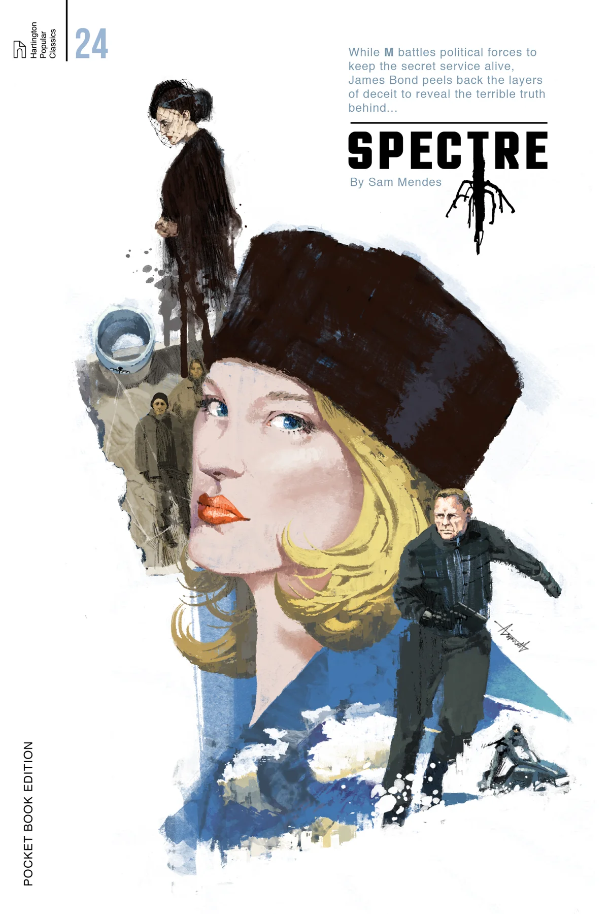 Spectre starring Daniel Craig James Bond book cover by Marc Aspinall