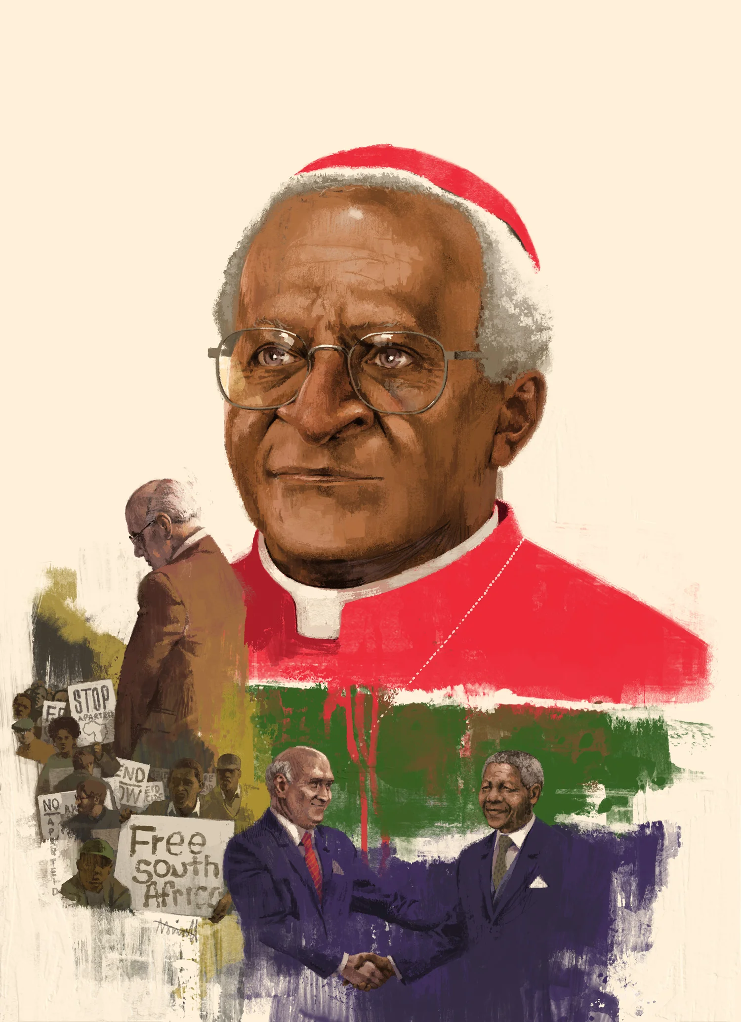 Desmond Tutu for Le Parisian by Marc Aspinall