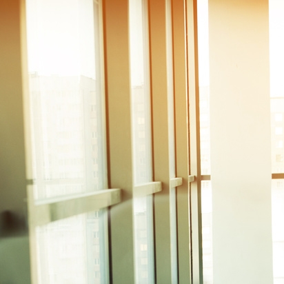 Glass wall in the office building