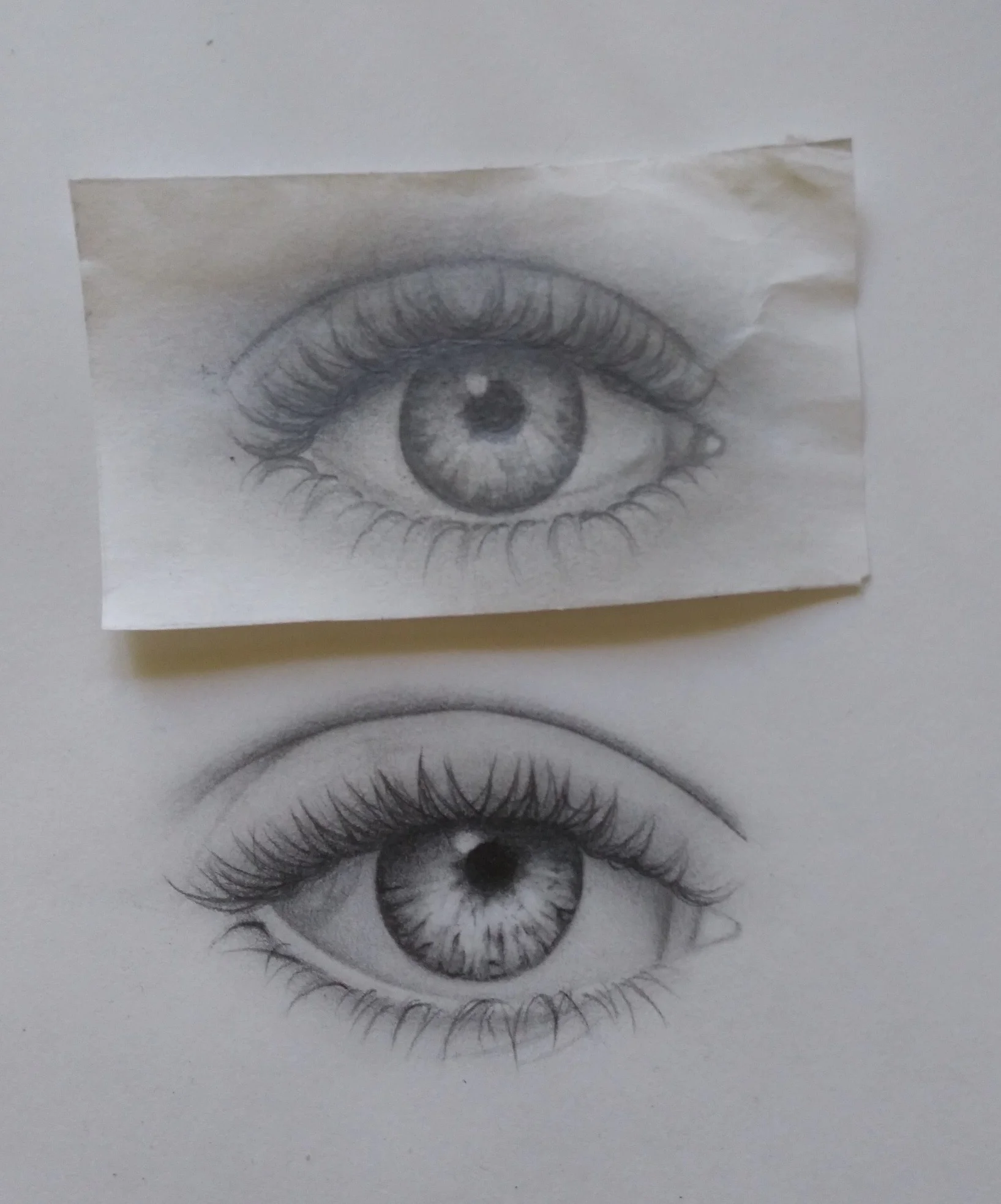 Pencil (top picture was drawn 1 prior), age 14