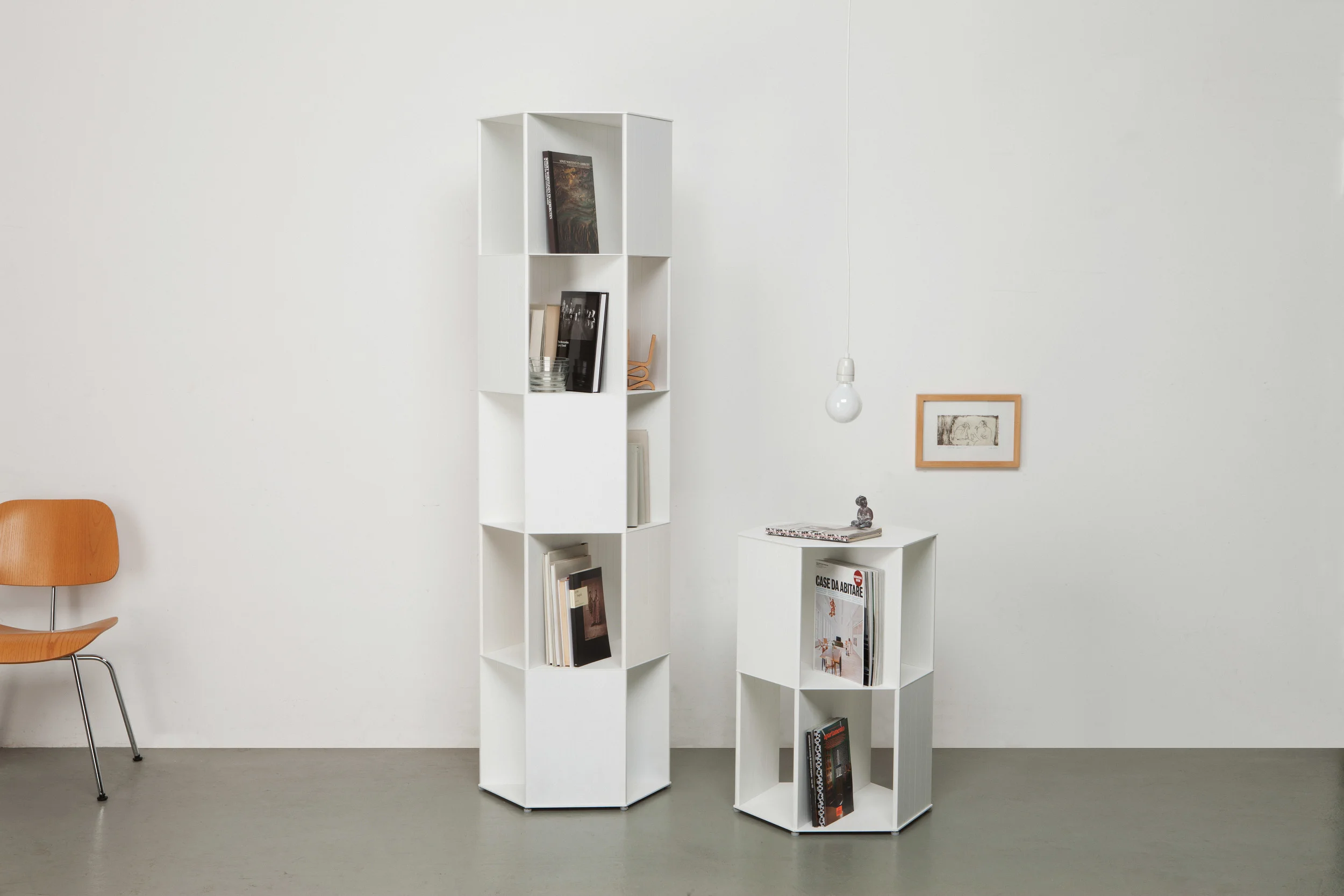 Hexagon shelving from Quodes.