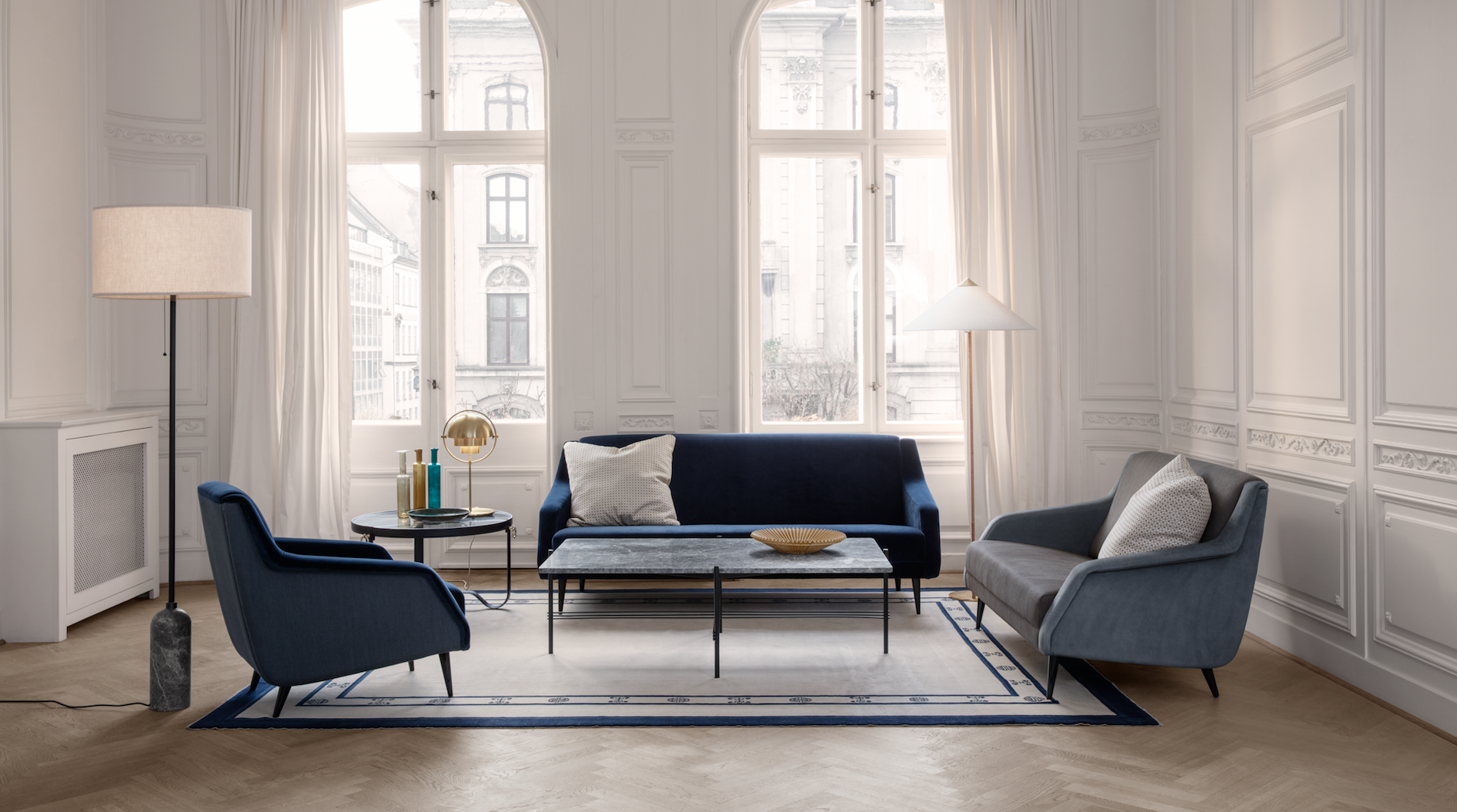 Gubi CDC Lounge Chair, GUBI CDC.2 Sofa, GUBI TS Coffee table