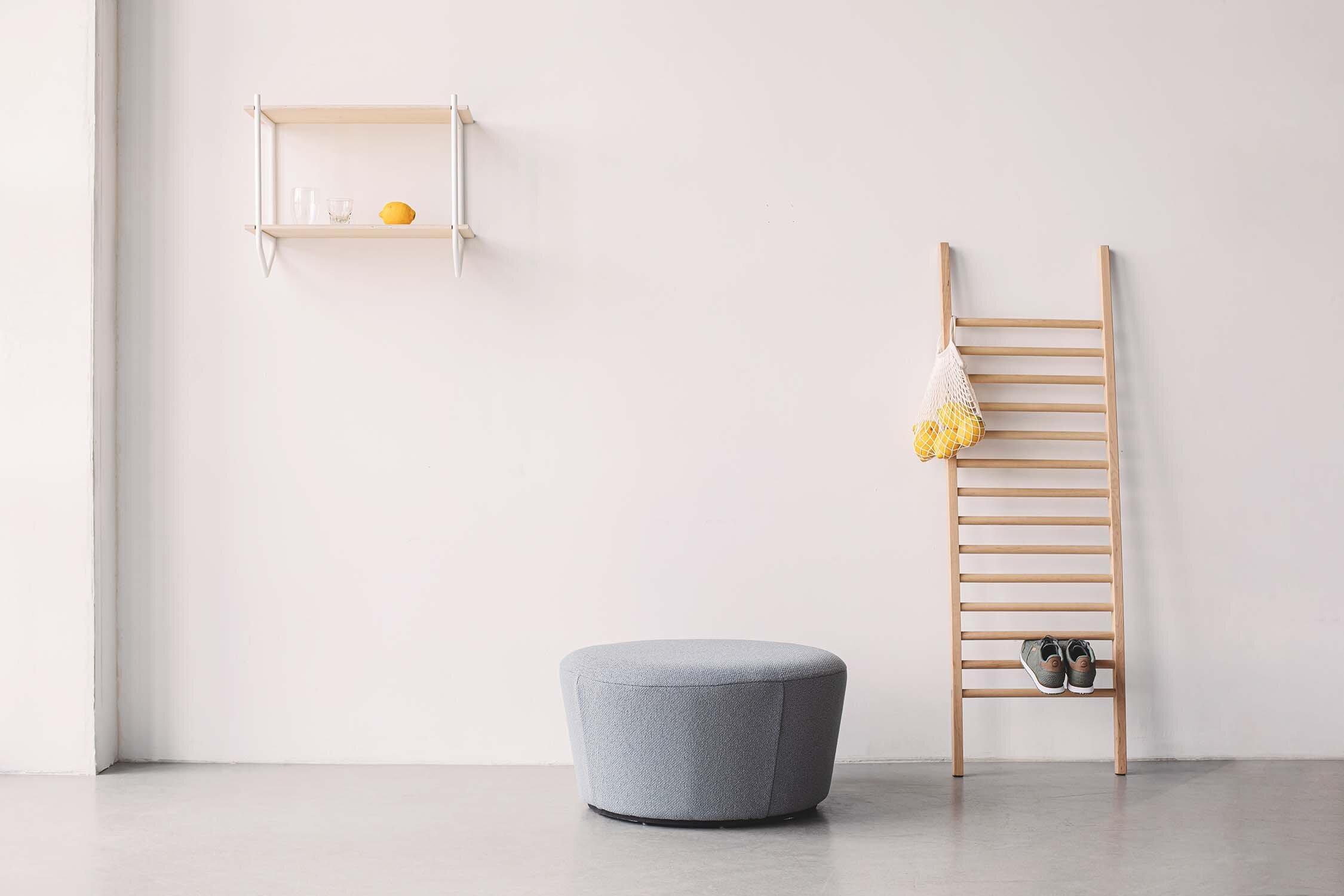 Naive Pouf and Dessus Shelf by Emko