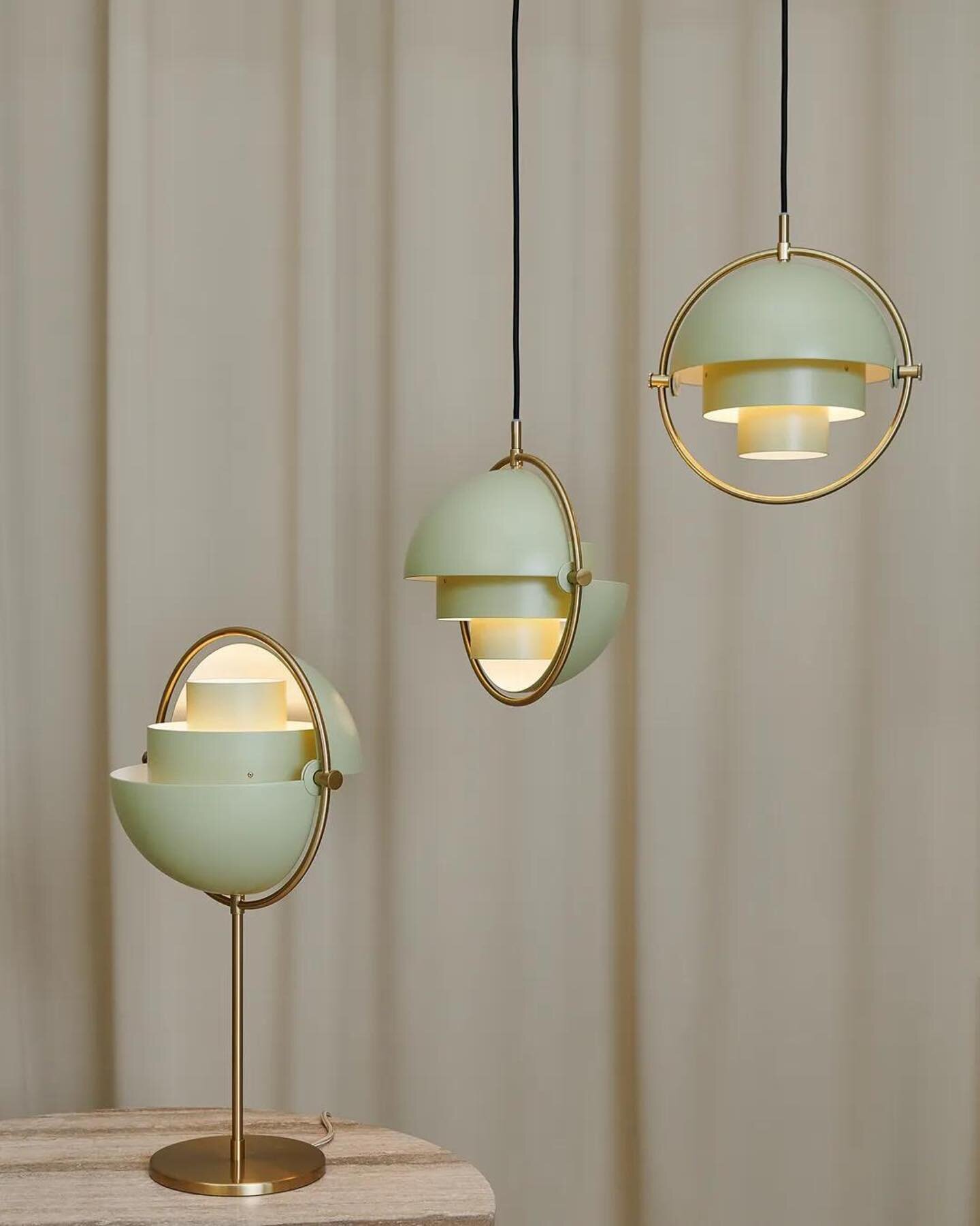 The Multi-Lite Collection by @gubiofficial is a tribute to the 'golden era' of Danish design! These adaptable and characterful lamps feature two unique shades that steal the show in any room. You can customize the lighting with a metal ring, two conc