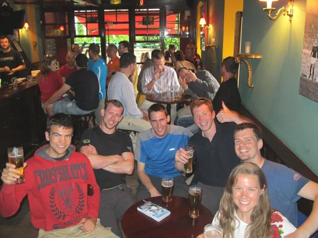 In the pub with friends we made up in the mountains