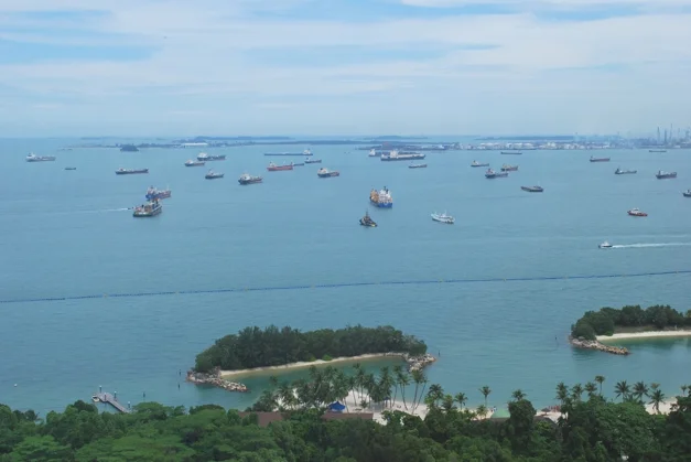 Sentosa - an island full of fun for everyone. Opposite the world's busiest shipping port