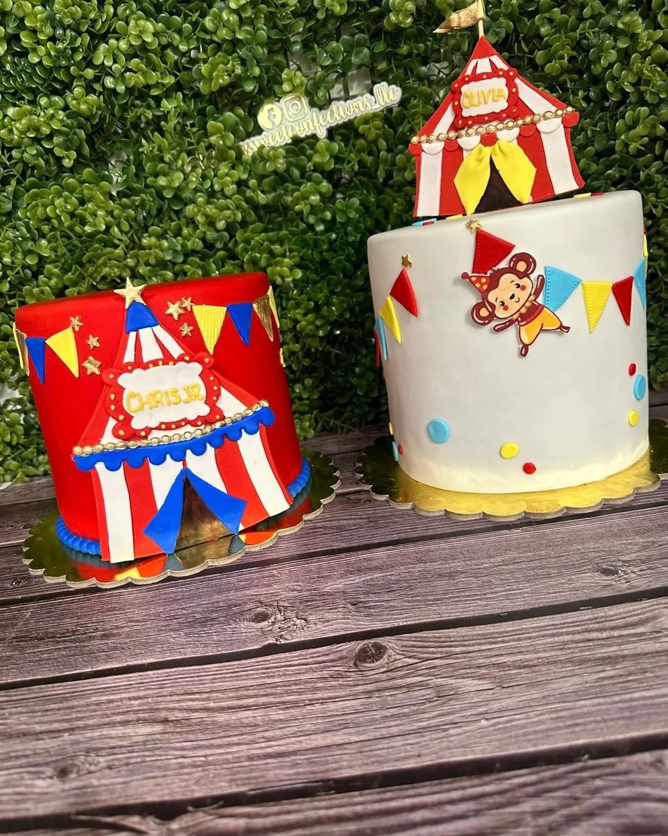 On this day
September 2, 2023

These circus themed birthday cakes were super fun to make for a little brother and sister, Chris Jr. and Olivia. 

#circuscakes #doublethefun #njbaker #sugarart #berniessweetconfections