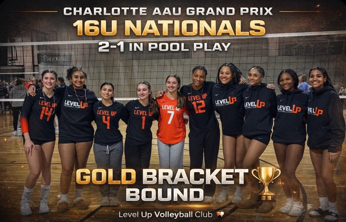 16U Nationals finishes 2&ndash;1 in pool play at the Charlotte AAU Grand Prix and we&rsquo;re advancing to the GOLD bracket tomorrow. Proud of this group. Not finished yet. 🧡🖤 #LevelUp #nonprofitorganization #collegebound #levelupvolleyball