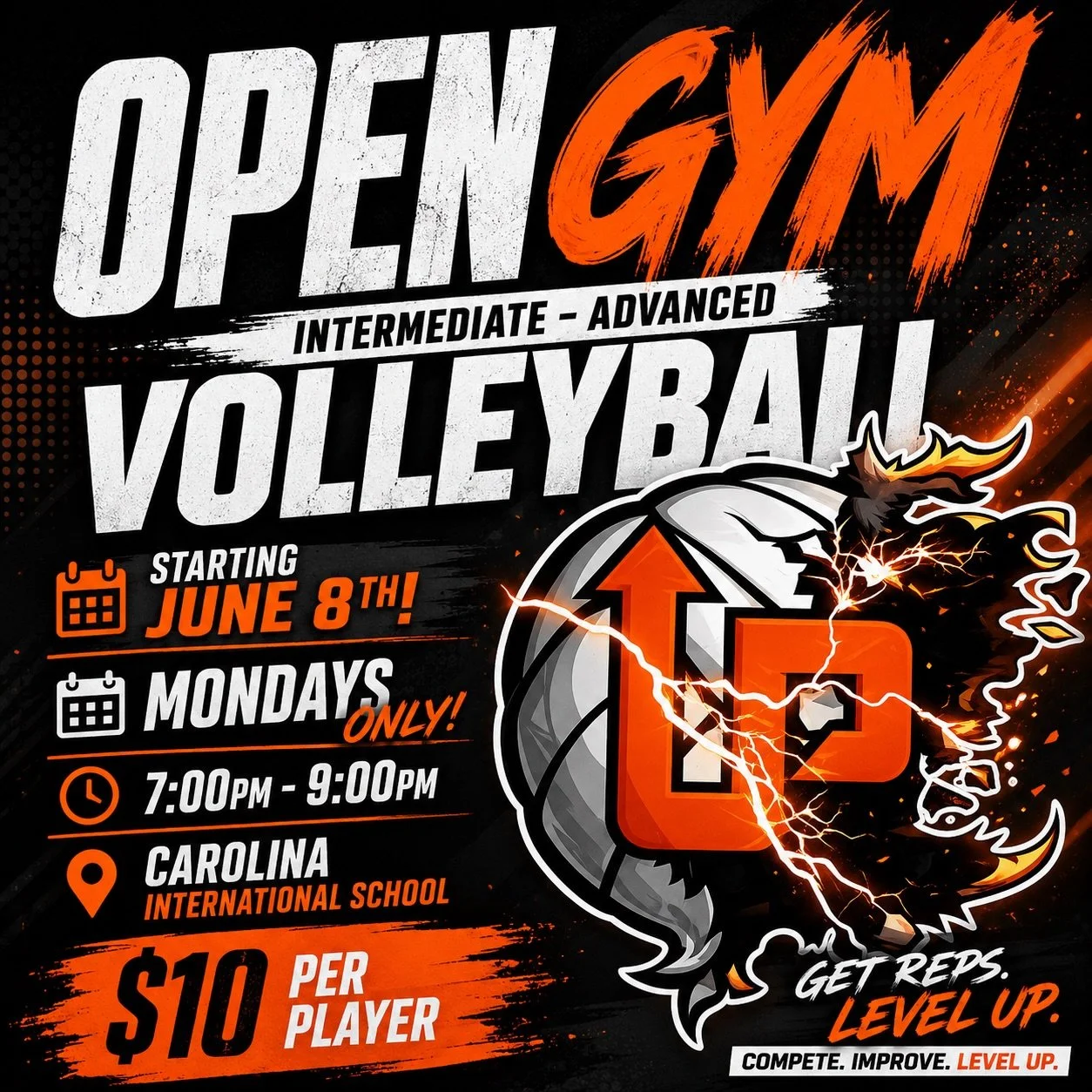 🔥 Serious players. Competitive reps. High-level touches. 🔥

If you&rsquo;re looking for a gym where athletes come ready to compete and get better, this is it.

Level Up Volleyball Club Open Gym starts June 8th and is built for intermediate&ndash;ad