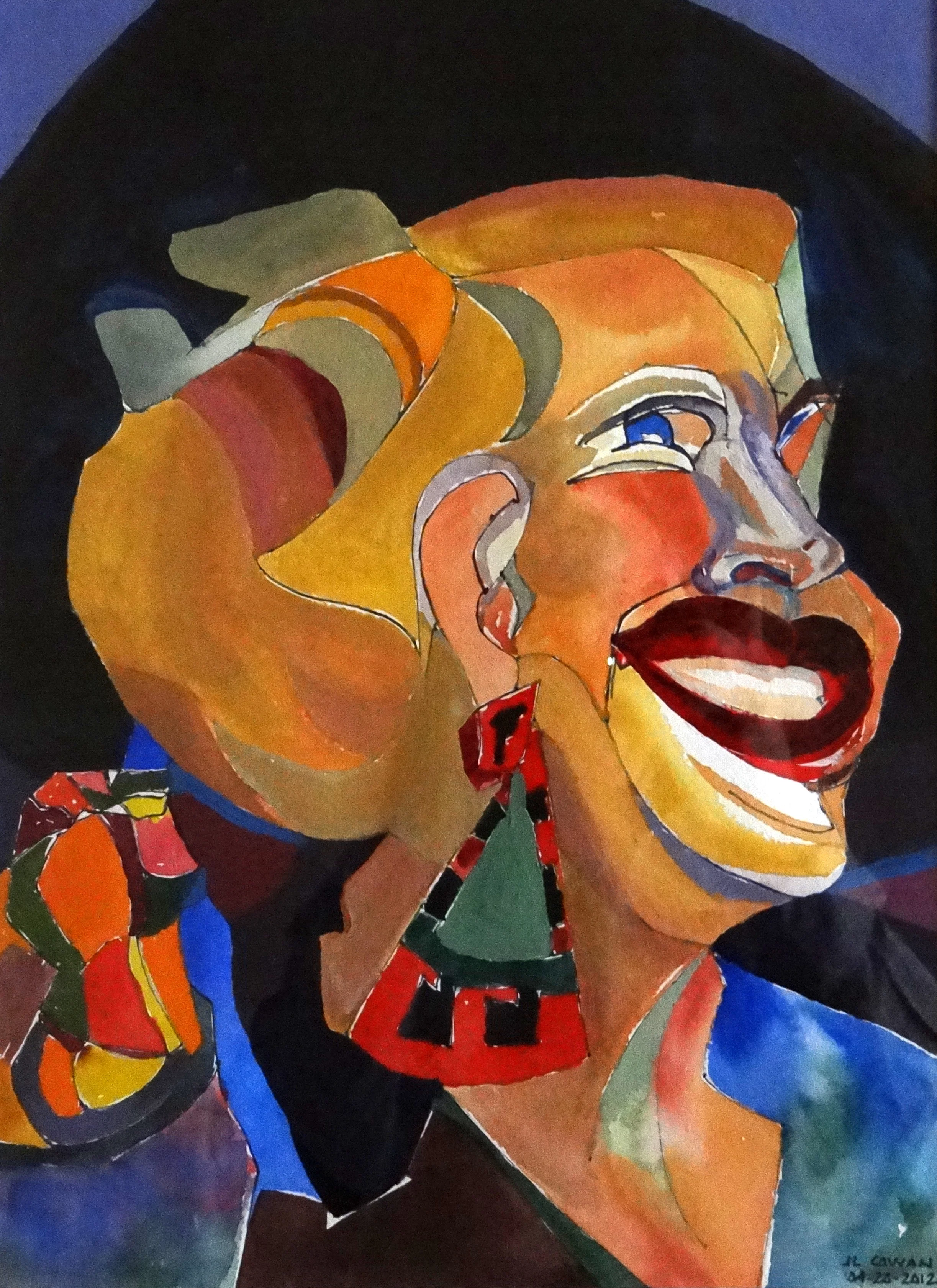 Texas Political Woman - Framed, 16 3/8" x 20", Acrylic on Hot Press Watercolor Paper