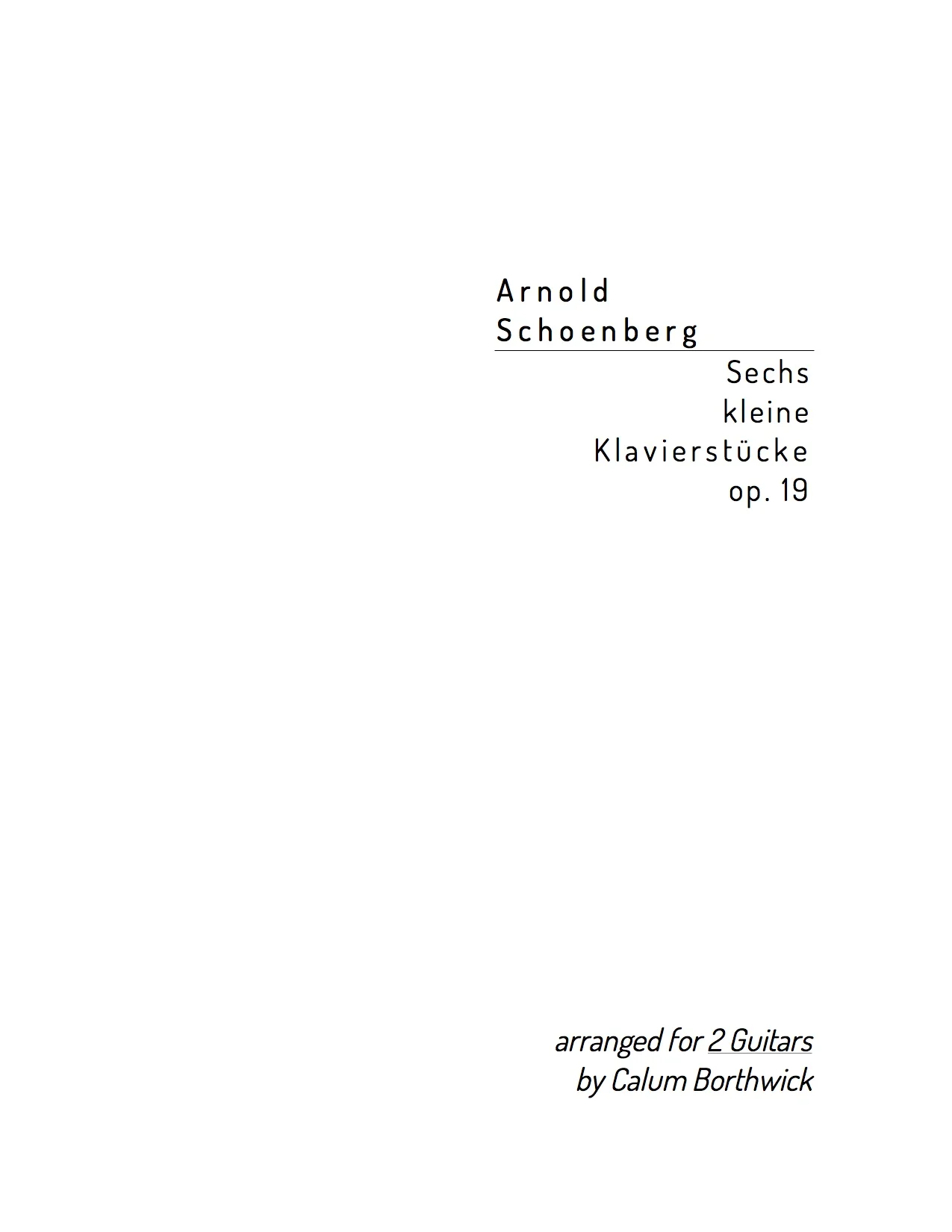 Sechs kleine Klavierstücke for 2 guitars (Physical)