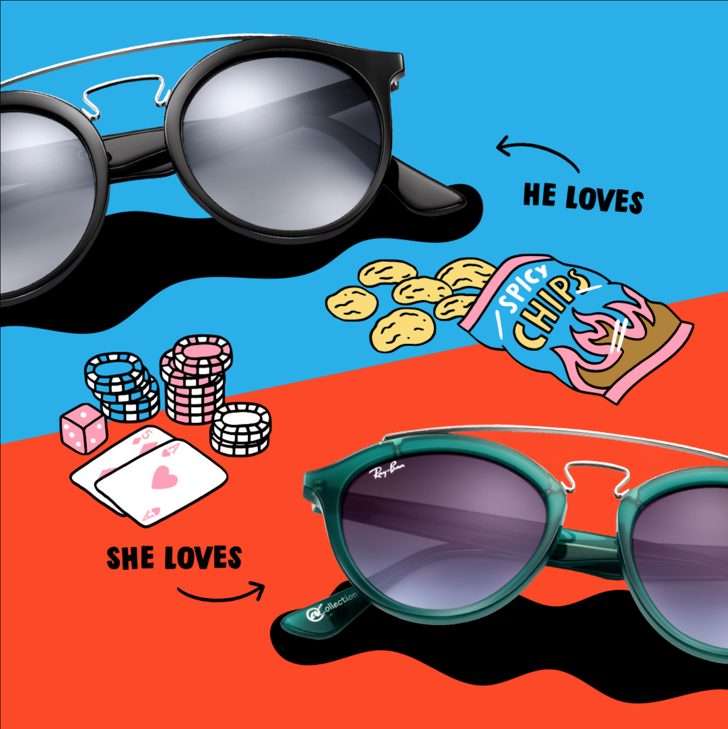 This V-day go all in with matching Gatsby shades #oppositesattract