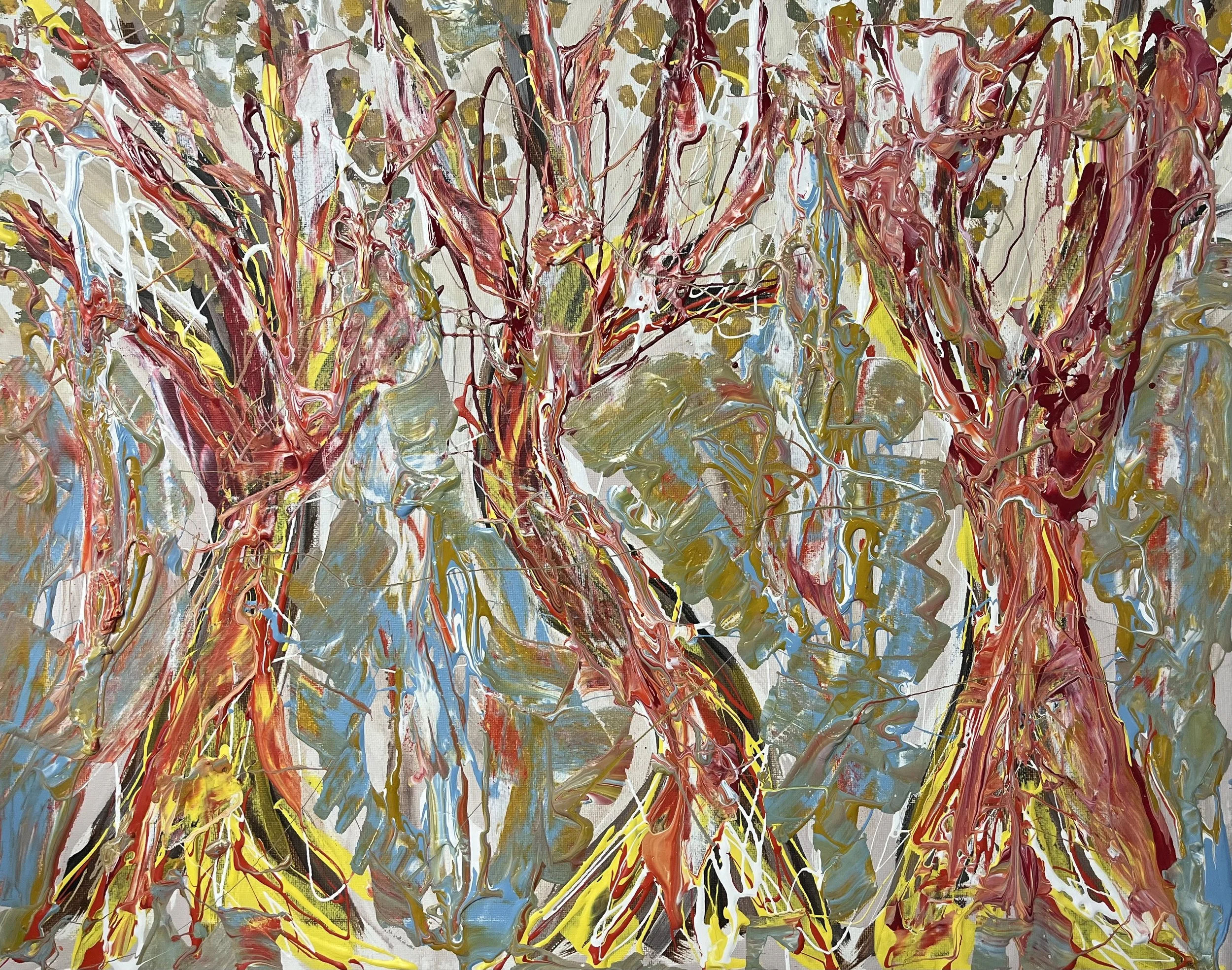    Abstract Trees , acrylic on canvas, 16 × 20”  