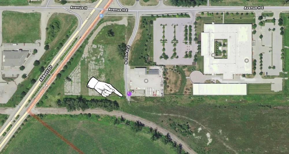 Map to the Soil Dynamics Downtown Omaha yard off Abbott Drive and Avenue H