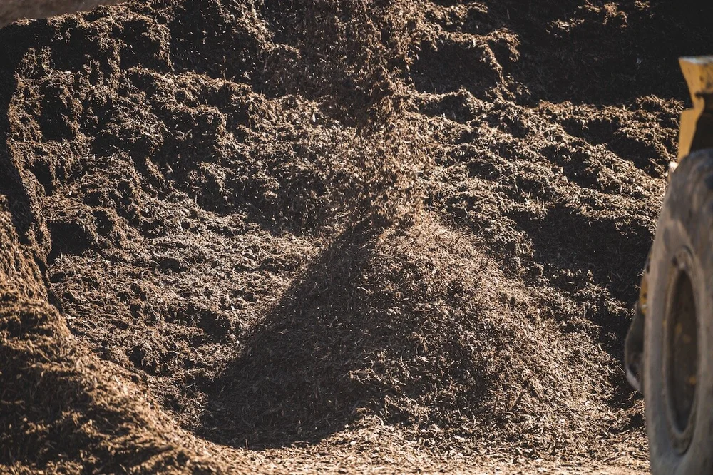 Screened compost pile