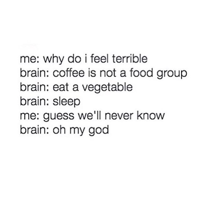 😂 loved this post by @bigkidproblems, had to regram. Very succinctly put, in a humourous way, the effects of caffeine-dependency on your mind and body - how taxing coffee in particular can be on your adrenals, cortisol levels, and liver (to name a f