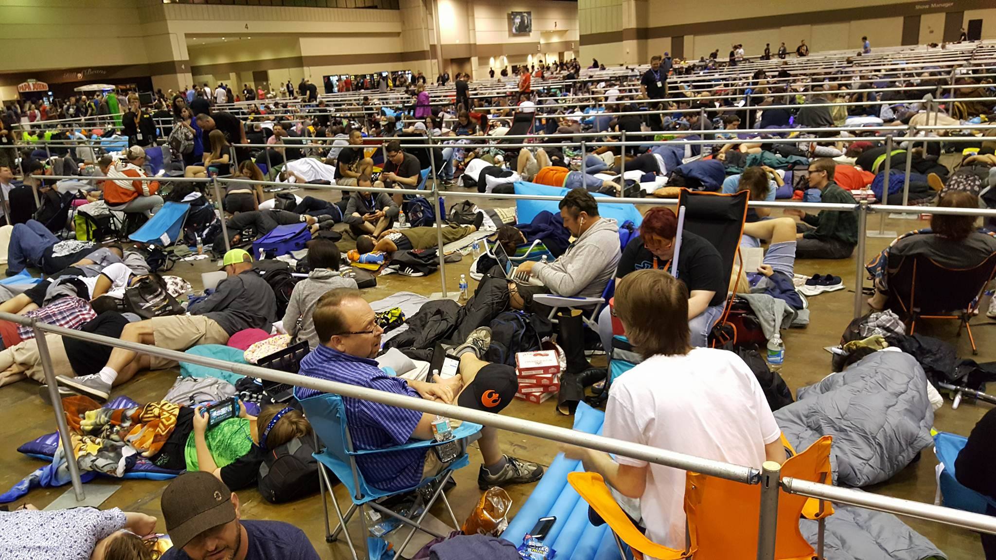 Eager fans spend the night in line for The Last Jedi Panel.