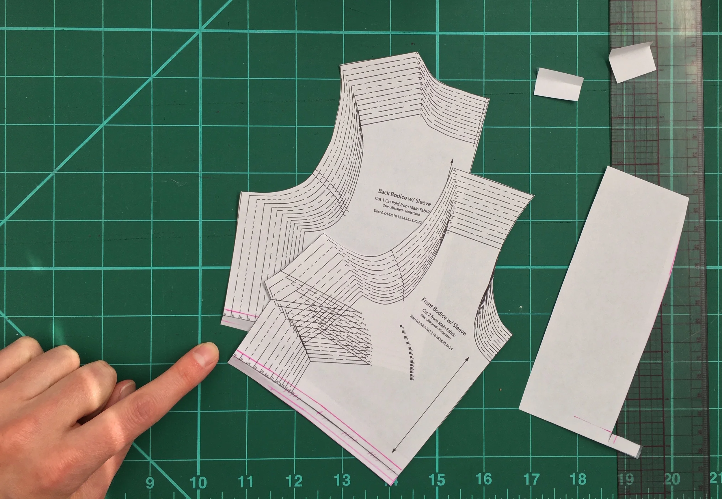 Completed bodice pieces