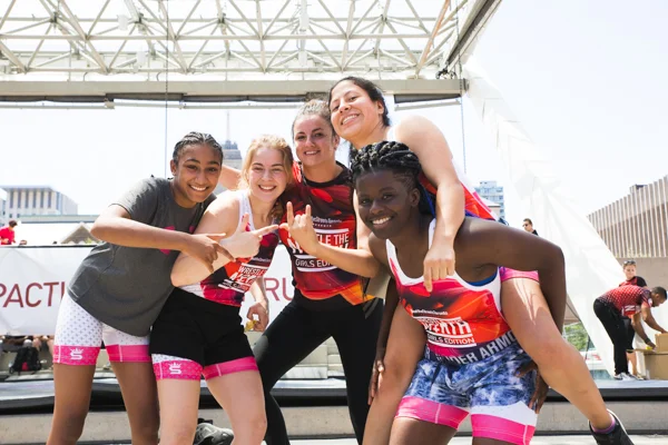BTST female students taking center stage at the Wrestle the North “Girl’s Edition” wrestling event at Nathan Phillips Square July 2018.