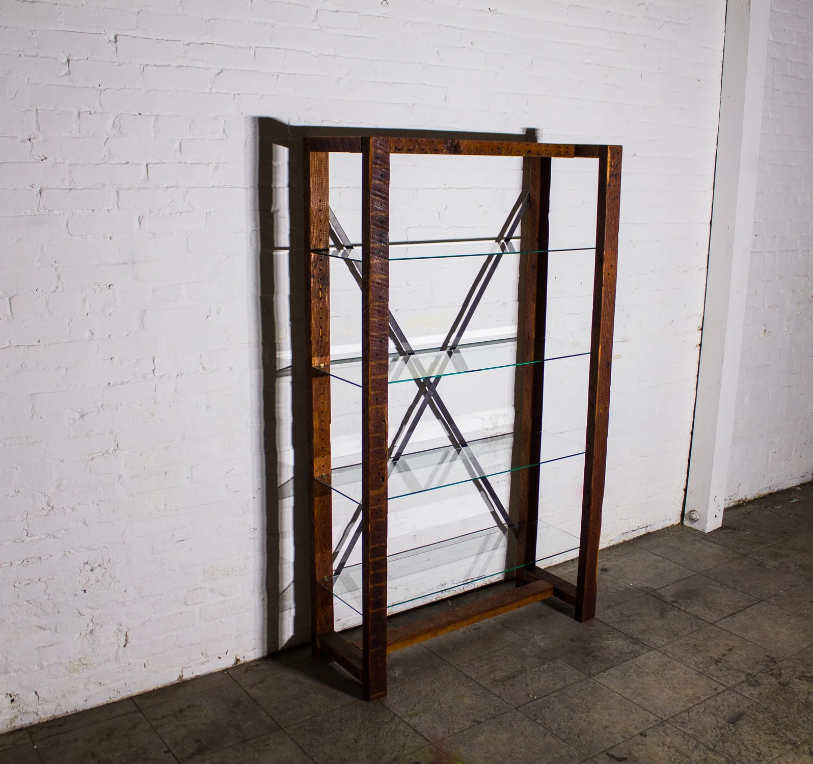 Reclaimed Wood and Glass Bookcase
