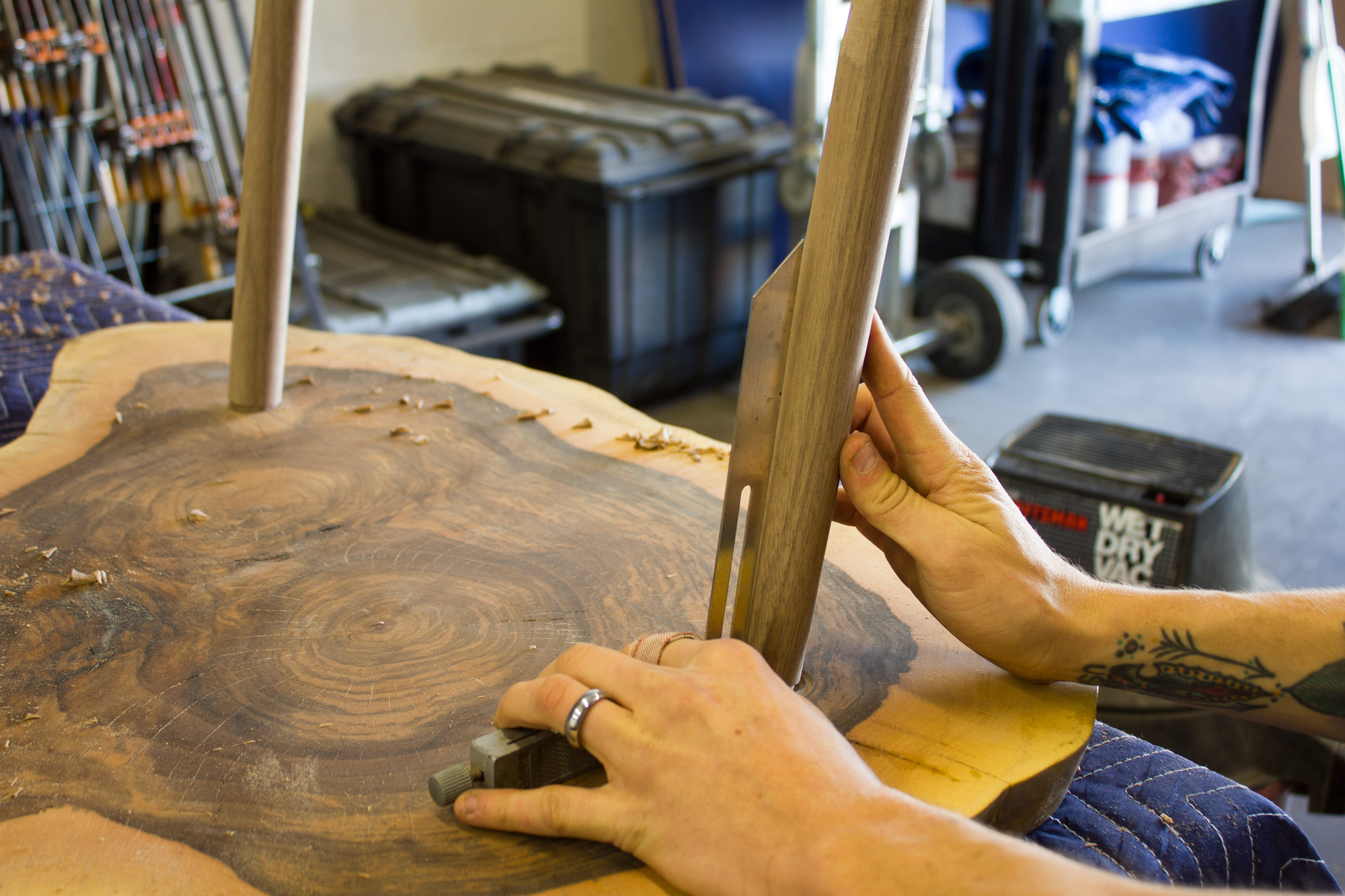 Setting the 13˚ angle on the back legs.