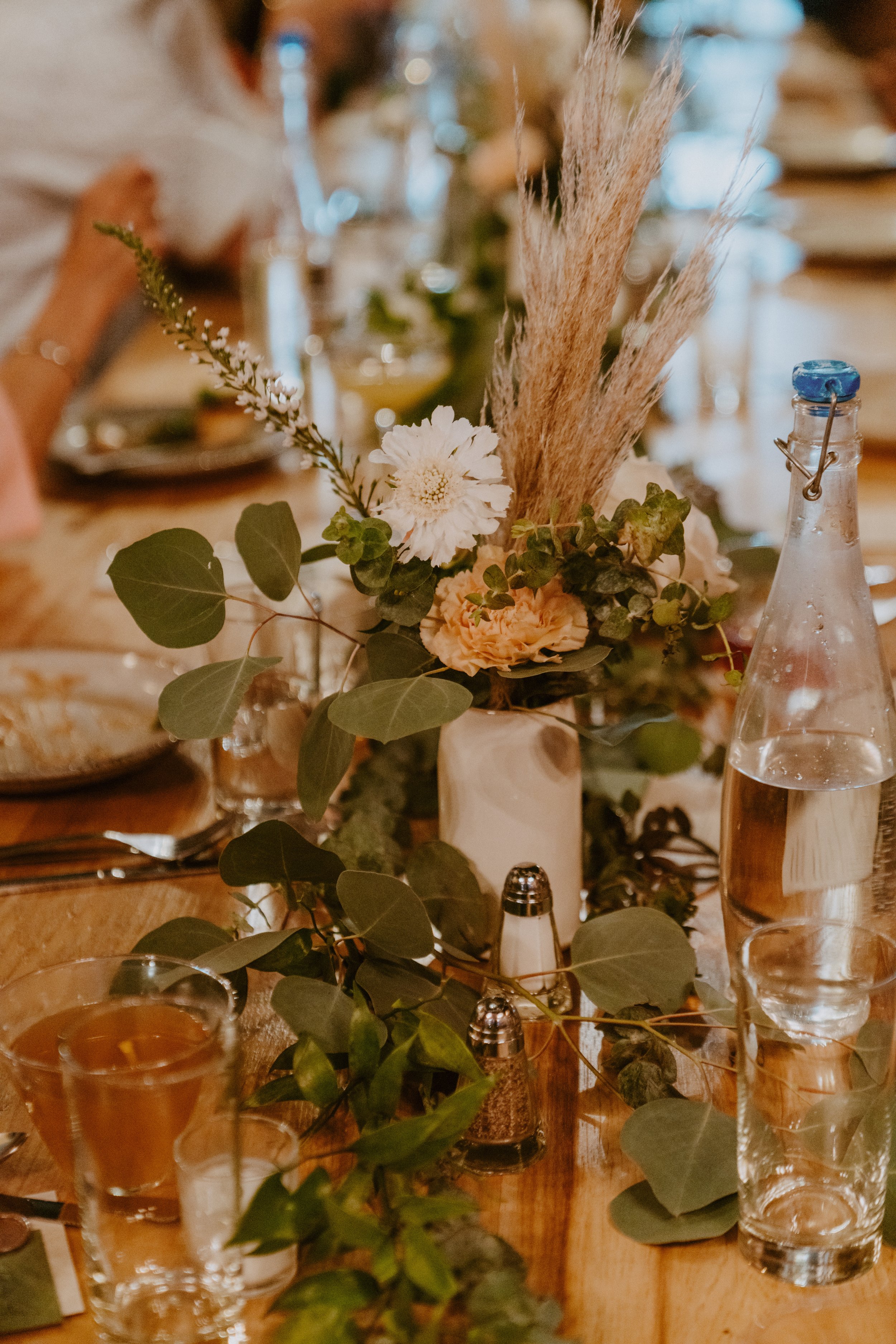 boho farm table centerpieces