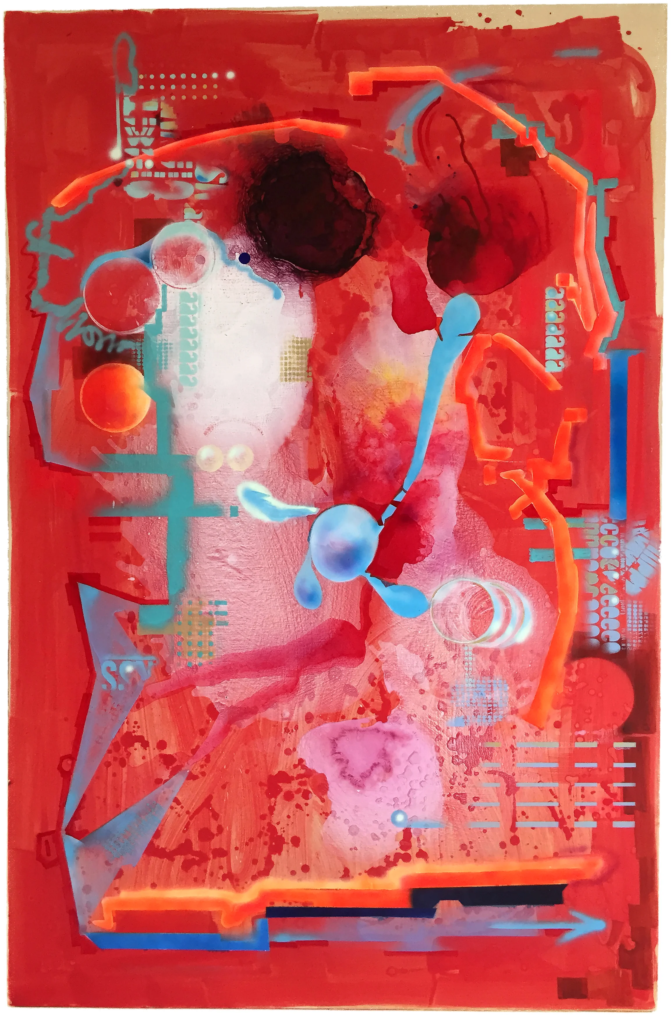 Red Room , 2016. 39" x 60", latex paint, acrylic paint, acrylic medium and airbrush on canvas