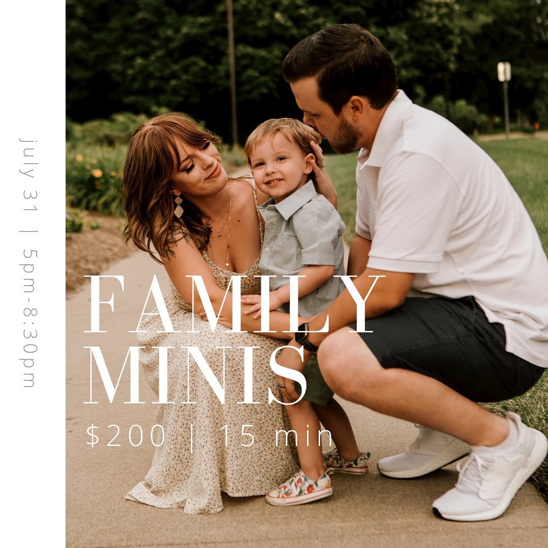 Family minis at Pioneers Park on July 31! PM me to book your time! I have a feeling these will fill up fast!