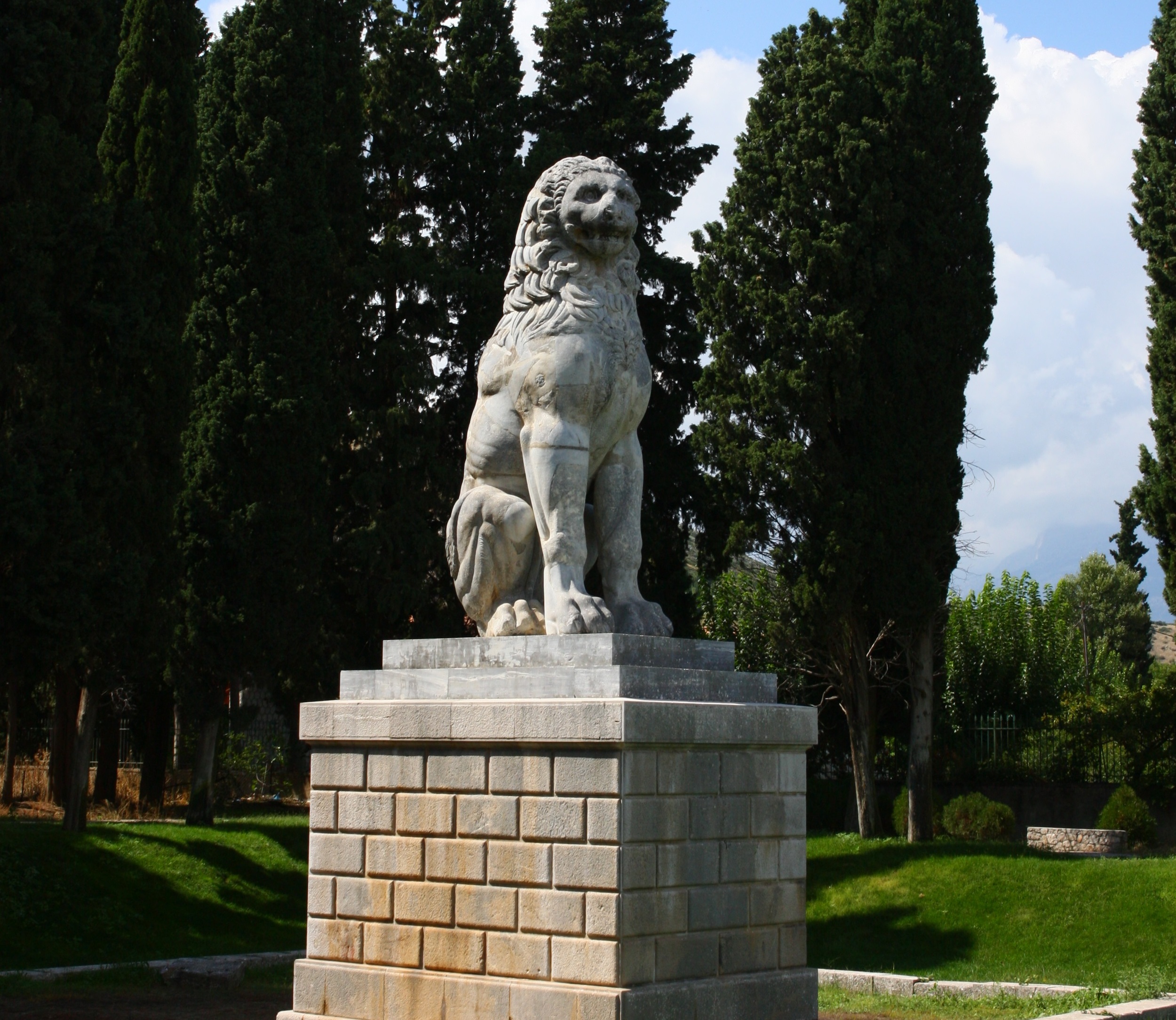 The Lion of Chaeronea was erected by the Thebans to commemorate the Sacred Band after their defeat at the Battle of Chaeronea.