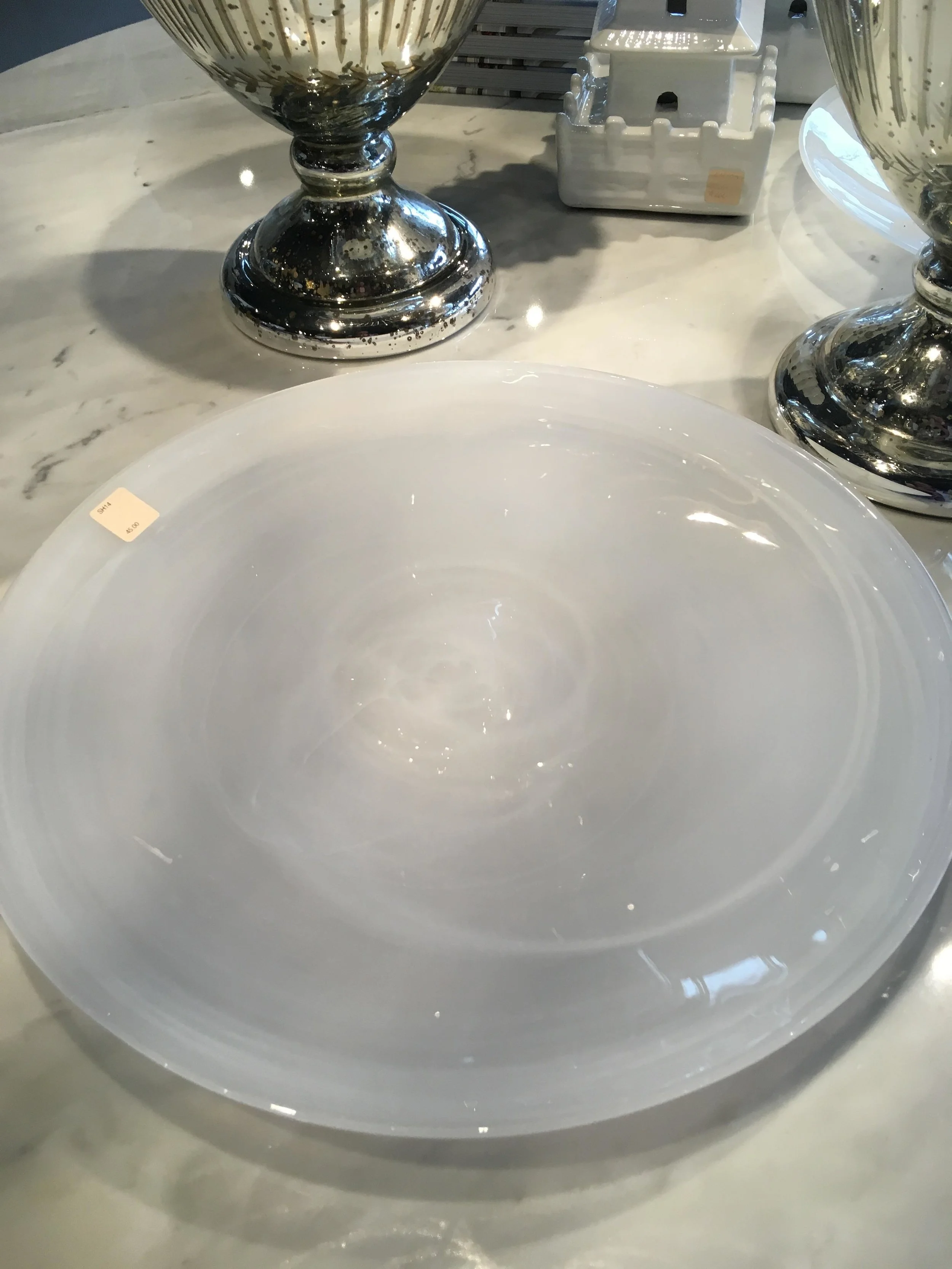 Order Number. 15. White glass cheese plate 