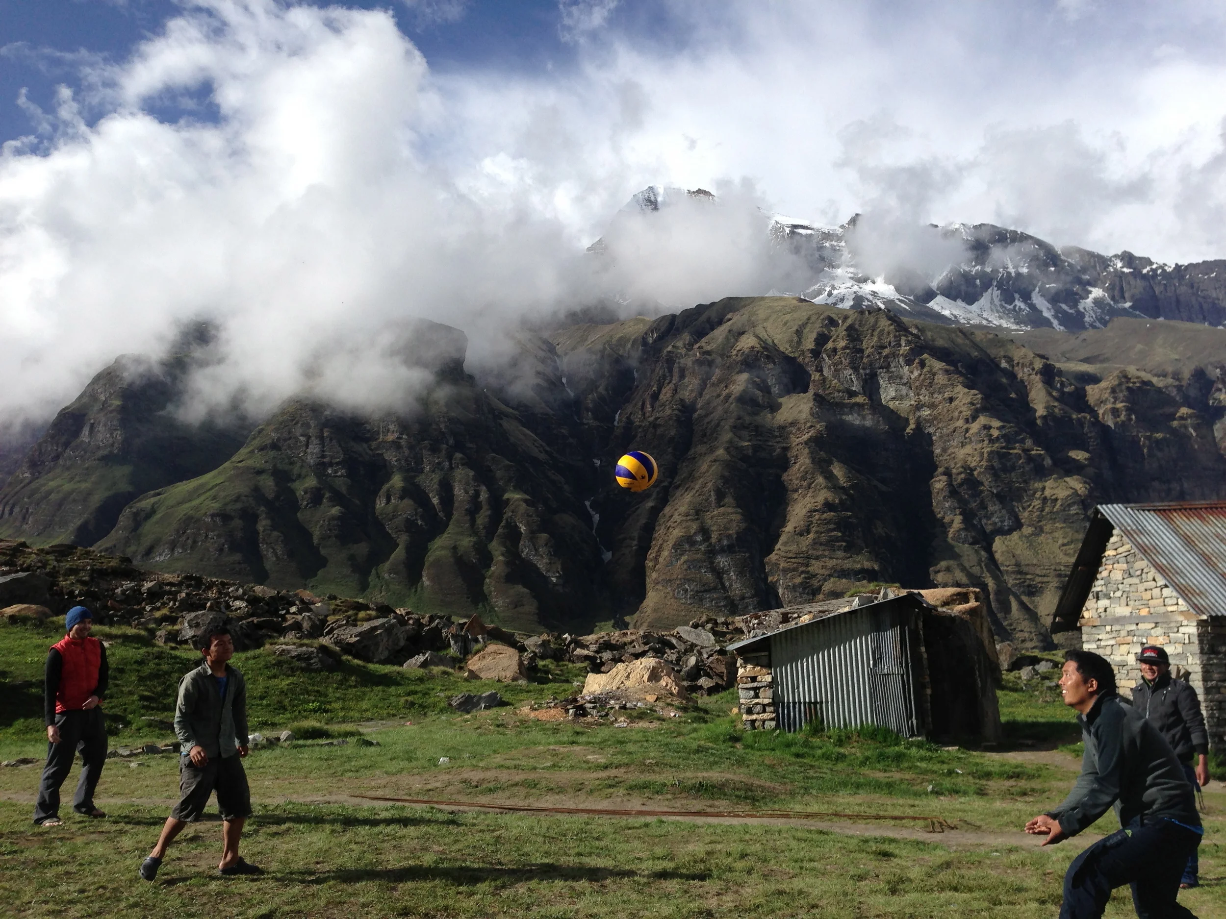Annapurna base camp, Nepal, 2013 This trip was taken before monsoon season in the spring, when the leeches abound (FYI if you ever want to travel there at this time of year). I was invited to join the game with the boys but I'm terrible at volleyball and preferred watching and taking photos.