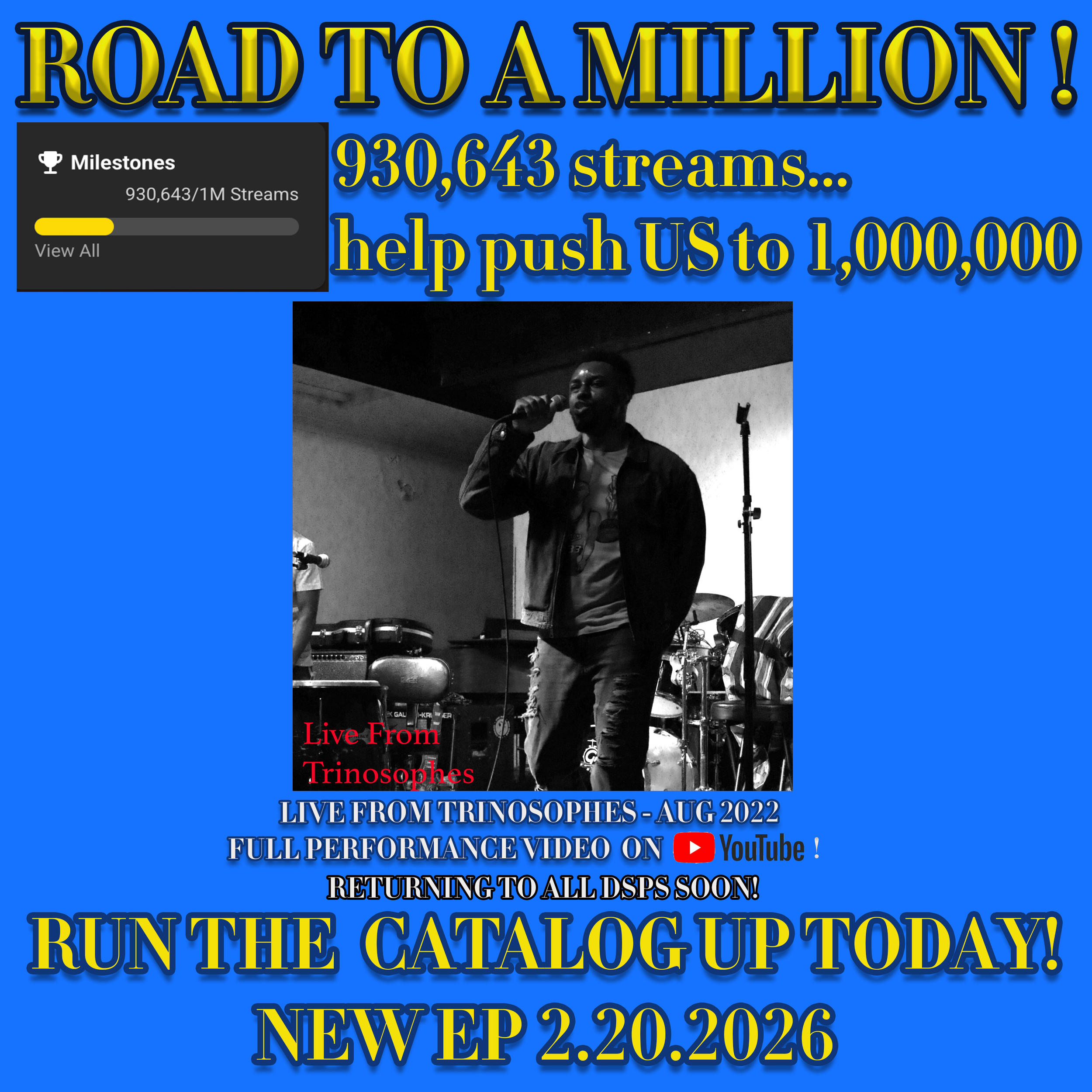 Day 8: Road to a Million: Live from Trinosophes