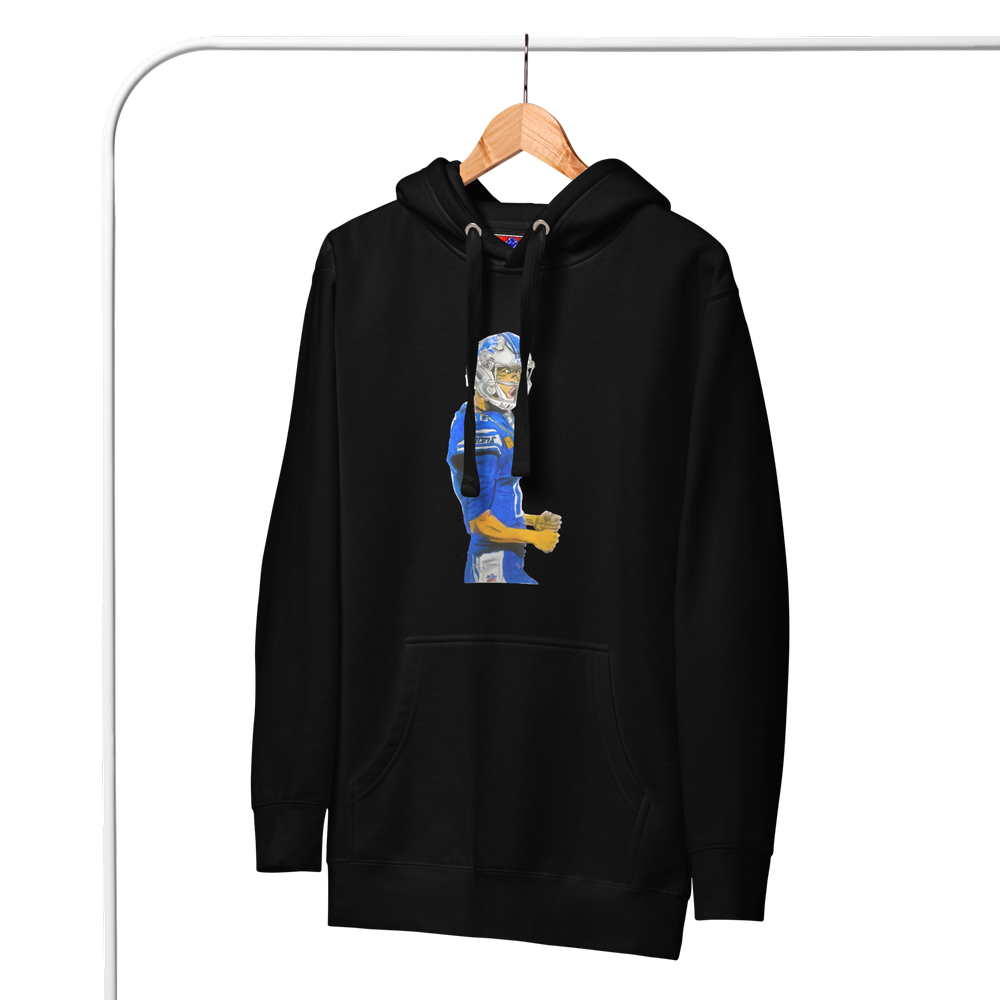 Felpa Con Cappuccio Uomo Detroit Lions Jared Goff, Maglia NFL Fatta A Mano, Taglia Unica