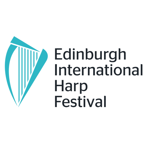 Logo of Edinburgh International Harp Festival featuring a stylized harp and text